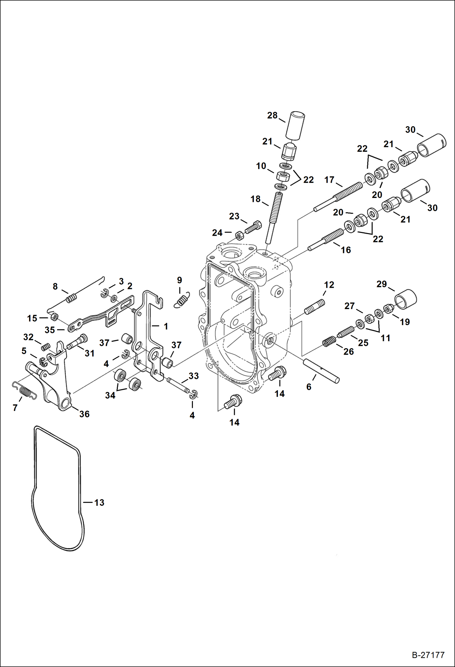 Схема запчастей Bobcat WL350 - GOVERNOR (Fork Lever) (Kubota) POWER UNIT