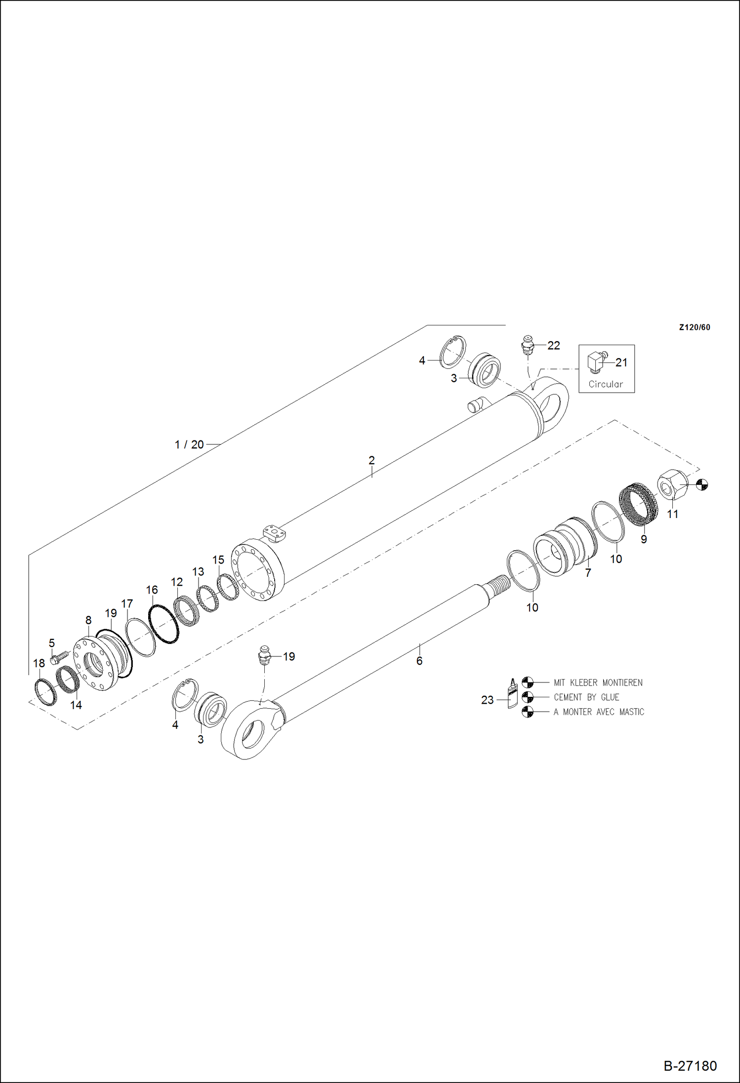 Схема запчастей Bobcat 442 - HYDRAULIC CYLINDER Boom ESA HYDRAULIC SYSTEM