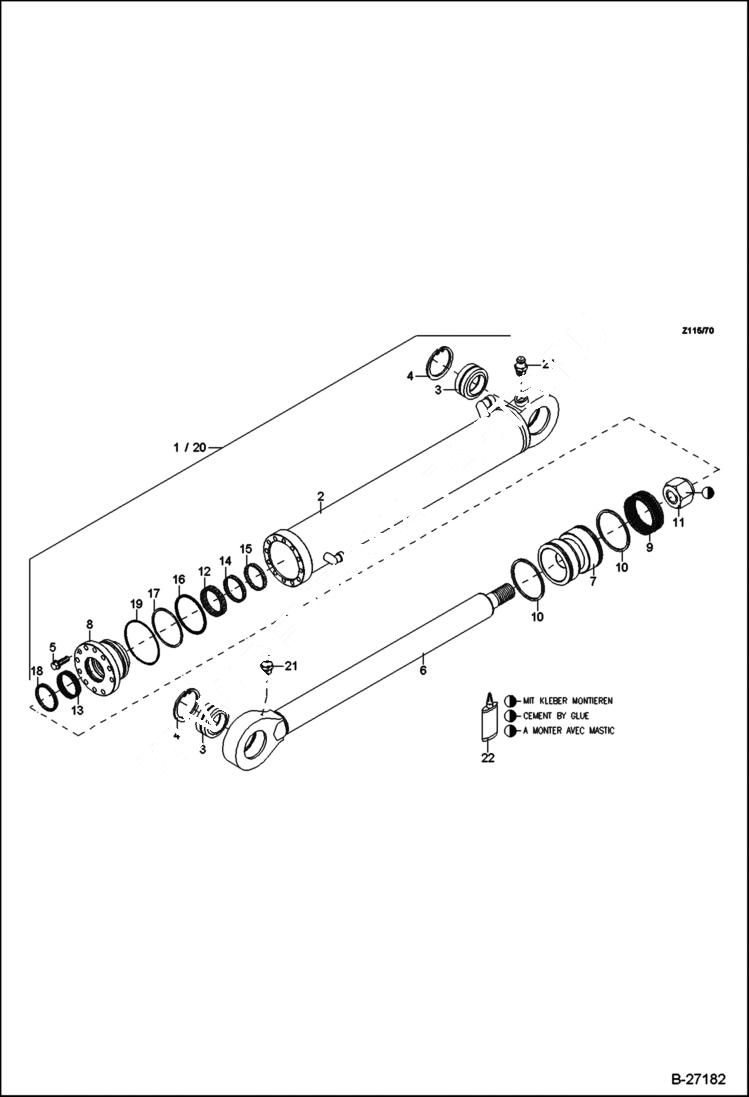 Схема запчастей Bobcat 442 - HYDRAULIC CYLINDER Dipper Arm HYDRAULIC SYSTEM