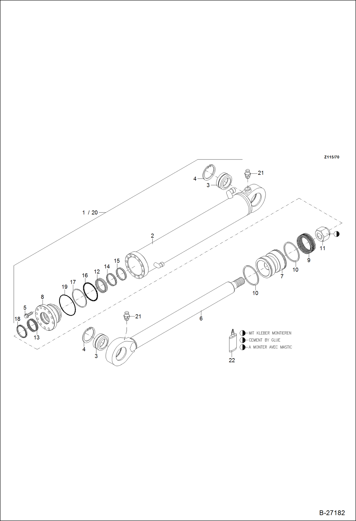 Схема запчастей Bobcat 442 - HYDRAULIC CYLINDER Dipper Arm ESA HYDRAULIC SYSTEM