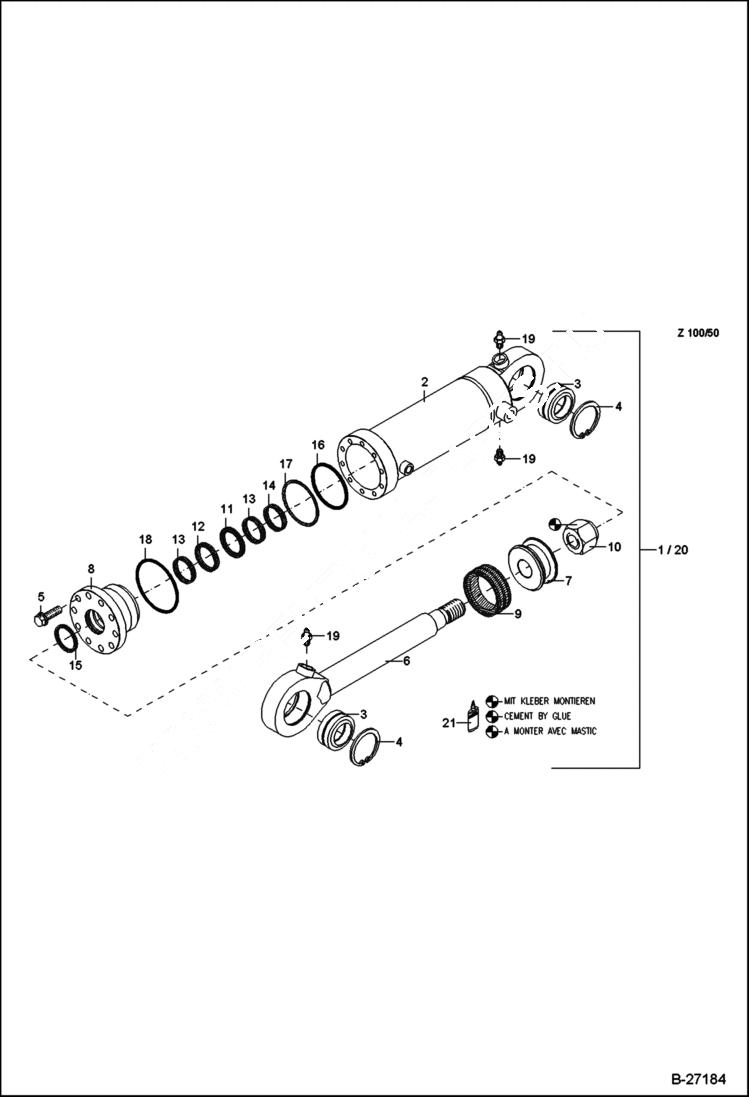 Схема запчастей Bobcat 442 - HYDRAULIC CYLINDER Support Blade HYDRAULIC SYSTEM