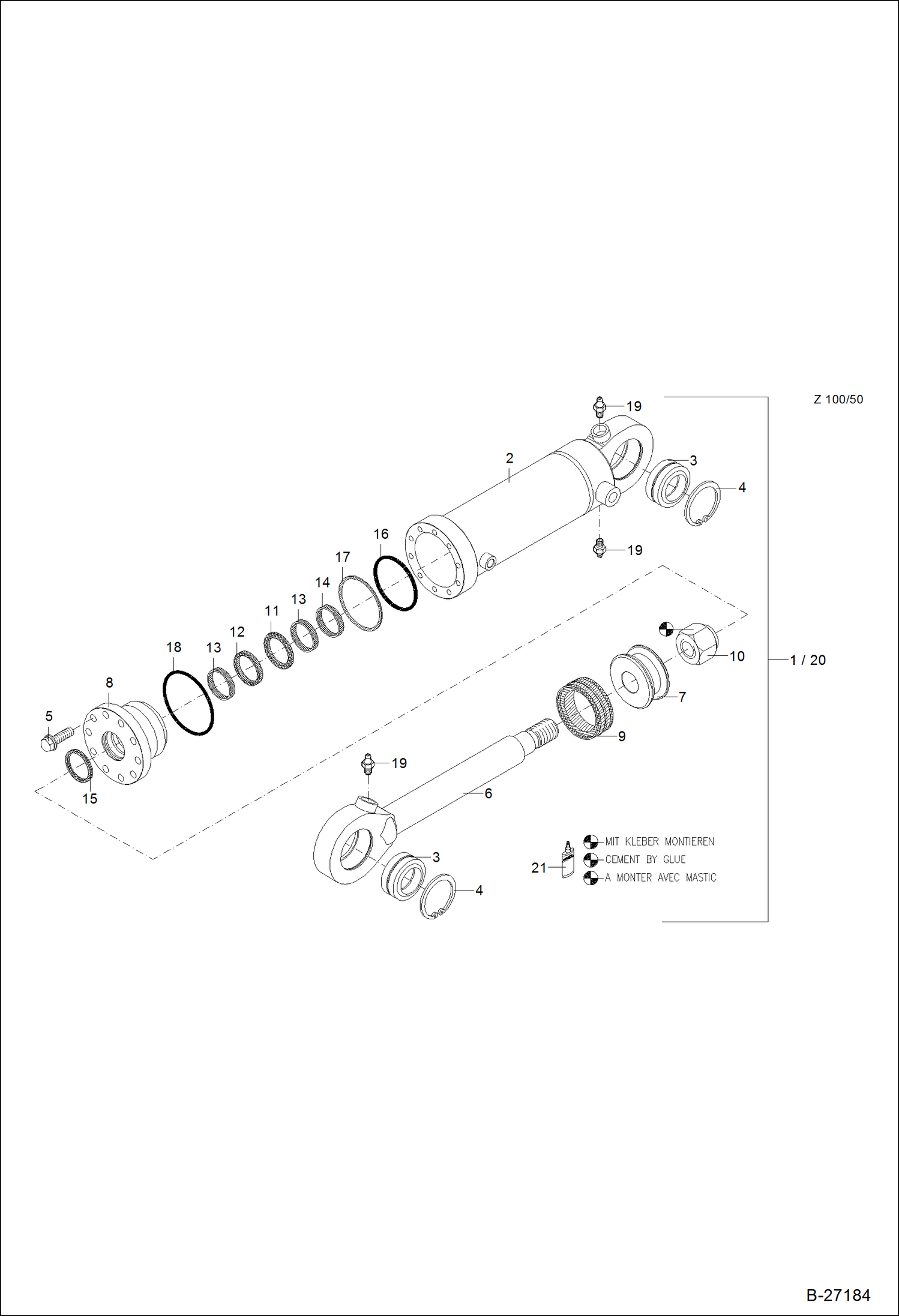 Схема запчастей Bobcat 442 - HYDRAULIC CYLINDER Support Blade ESA HYDRAULIC SYSTEM