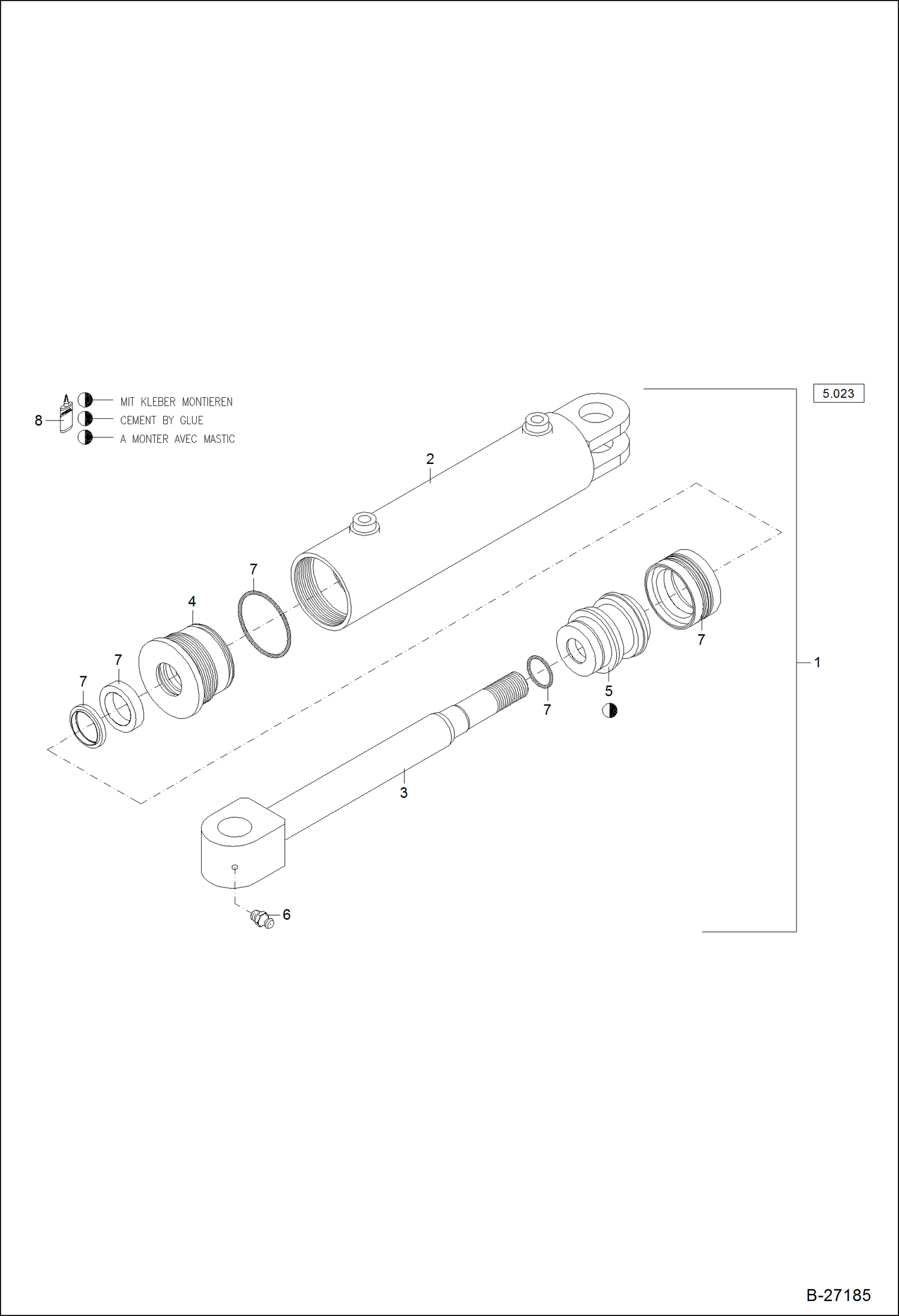 Схема запчастей Bobcat 442 - HYDRAULIC CYLINDER Swivelling Bucket HYDRAULIC SYSTEM