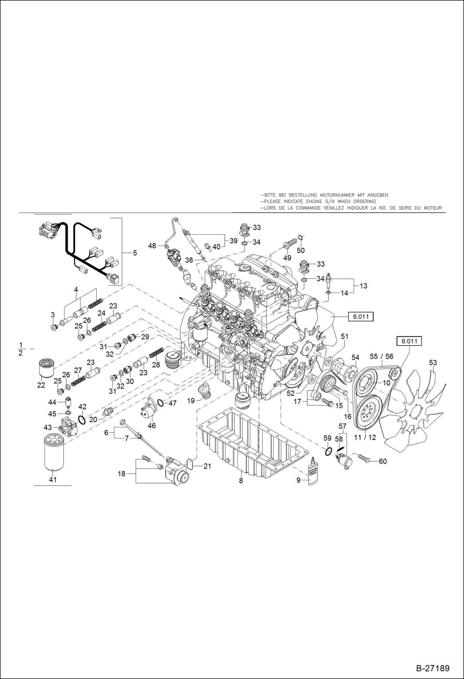 Схема запчастей Bobcat 442 - ENGINE PARTS POWER UNIT