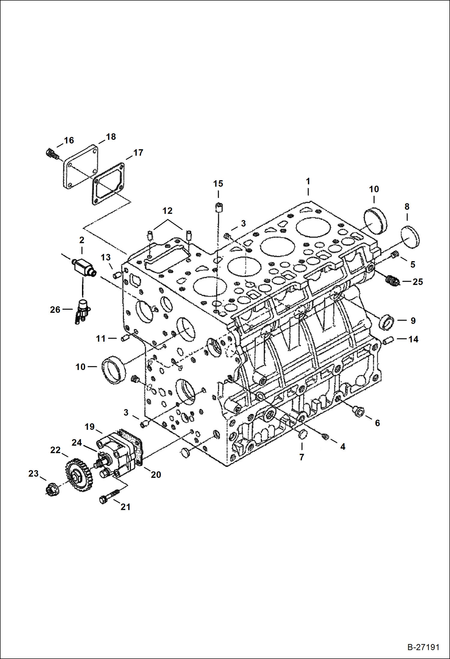 Схема запчастей Bobcat 5600 - CRANKCASE (Kubota - V2003TMDI - Tier II) POWER UNIT