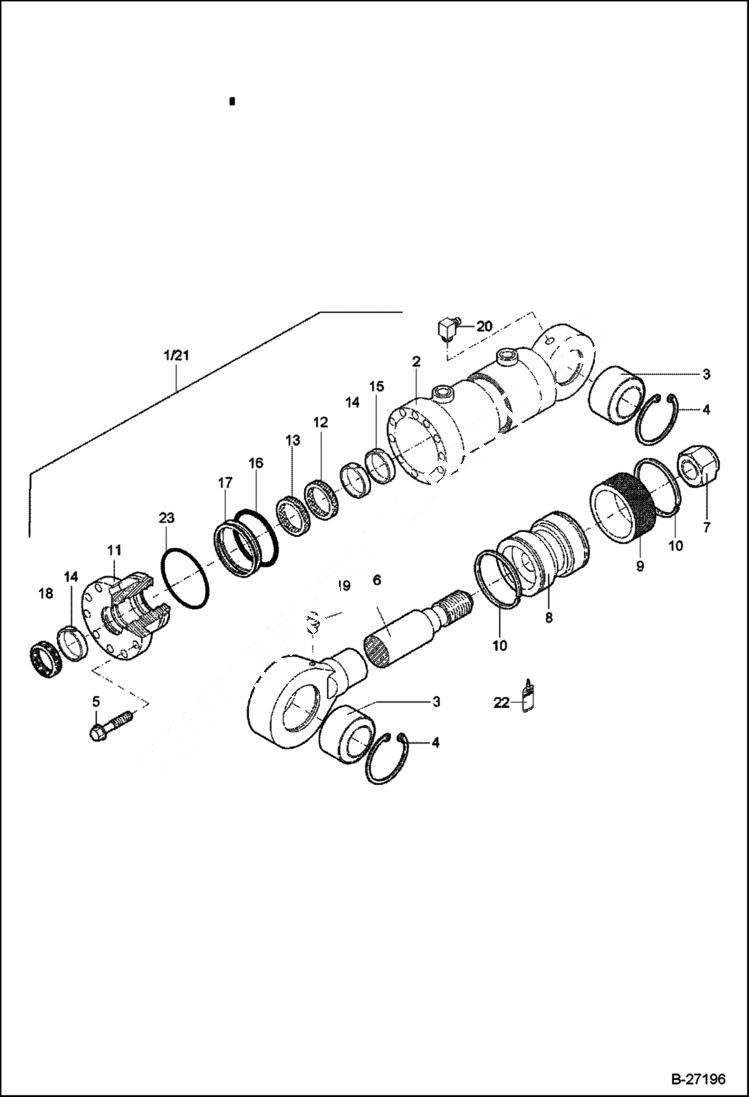 Схема запчастей Bobcat 442 - HYDRAULIC CYLINDER Intermediate Boom Circular HYDRAULIC SYSTEM