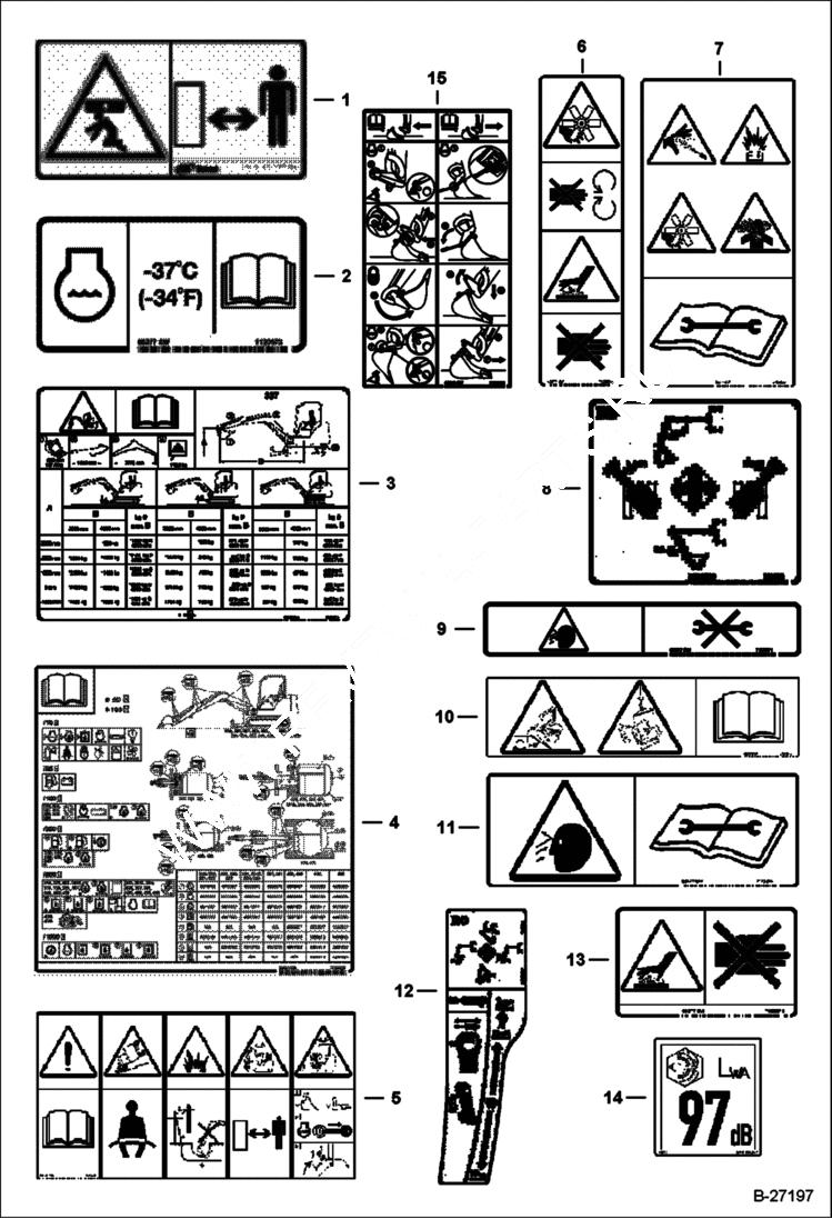 Схема запчастей Bobcat 341 - DECALS (ESA No-text) ACCESSORIES & OPTIONS