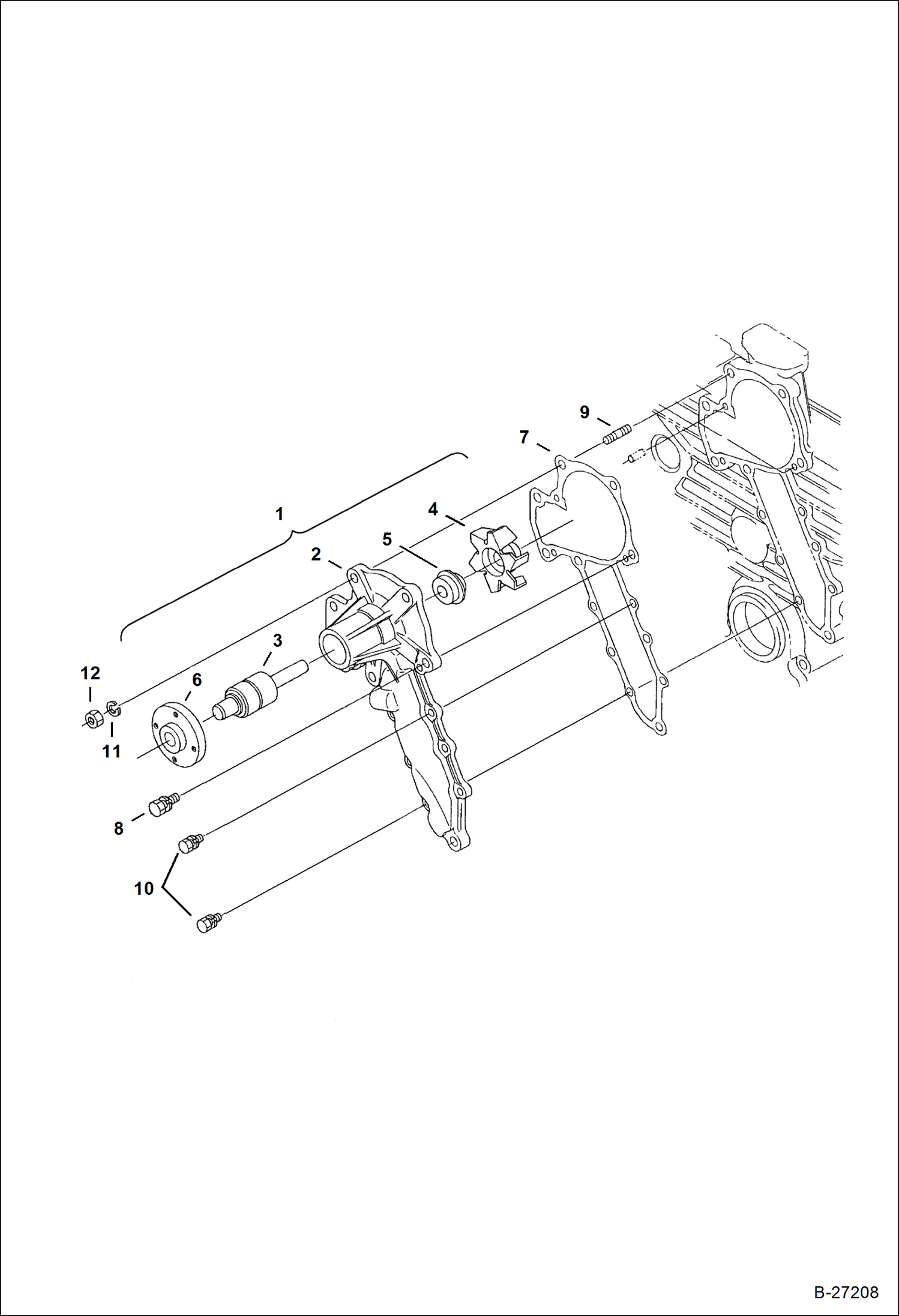 Схема запчастей Bobcat 325 - WATER PUMP Kubota - D1703-M-E3B - Interim Tier IV Replacement REPLACEMENT ENGINE