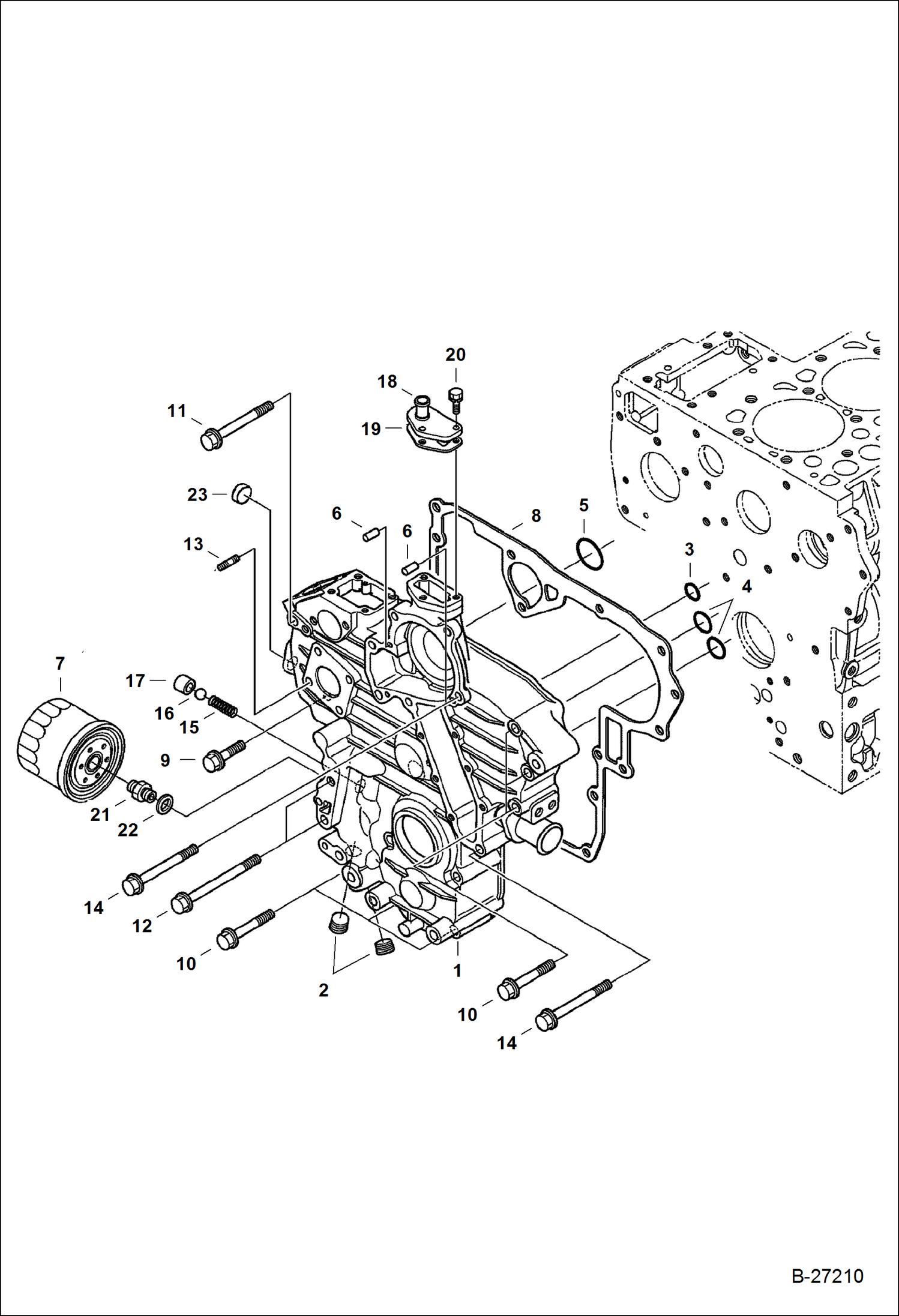 Схема запчастей Bobcat 325 - GEAR CASE Kubota - D1703-M-E3B - Interim Tier IV Replacement REPLACEMENT ENGINE