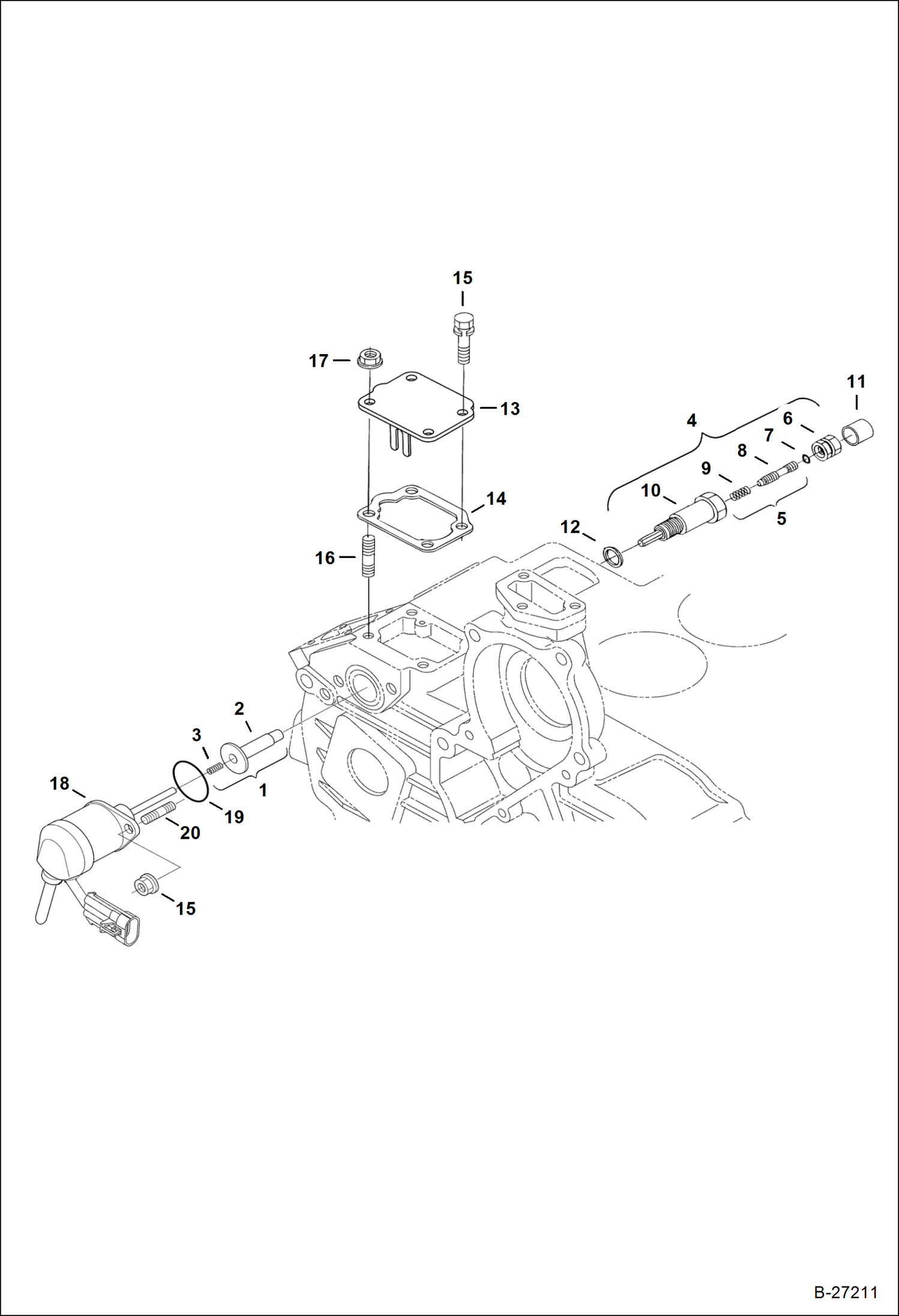 Схема запчастей Bobcat 325 - ENGINE STOP LEVER Kubota - D1703-M-E3B - Interim Tier IV Replacement REPLACEMENT ENGINE