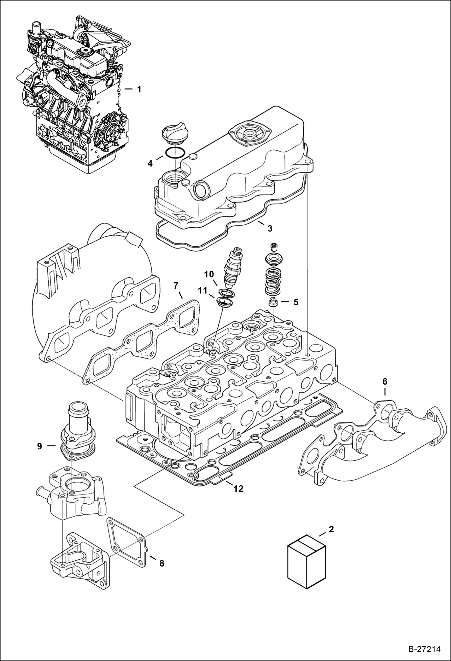 Схема запчастей Bobcat 325 - ENGINE & UPPER GASKET KIT (Kubota - D1703-E2B - Tier II) REPLACEMENT ENGINE