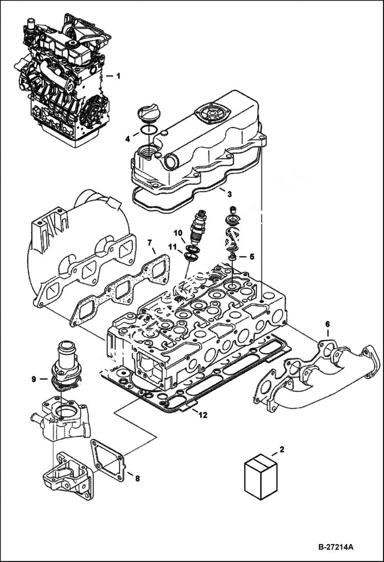 Схема запчастей Bobcat 329 - ENGINE & UPPER GASKET KIT Kubota - D1703-M-E3B - Interim Tier IV Replacement REPLACEMENT ENGINE