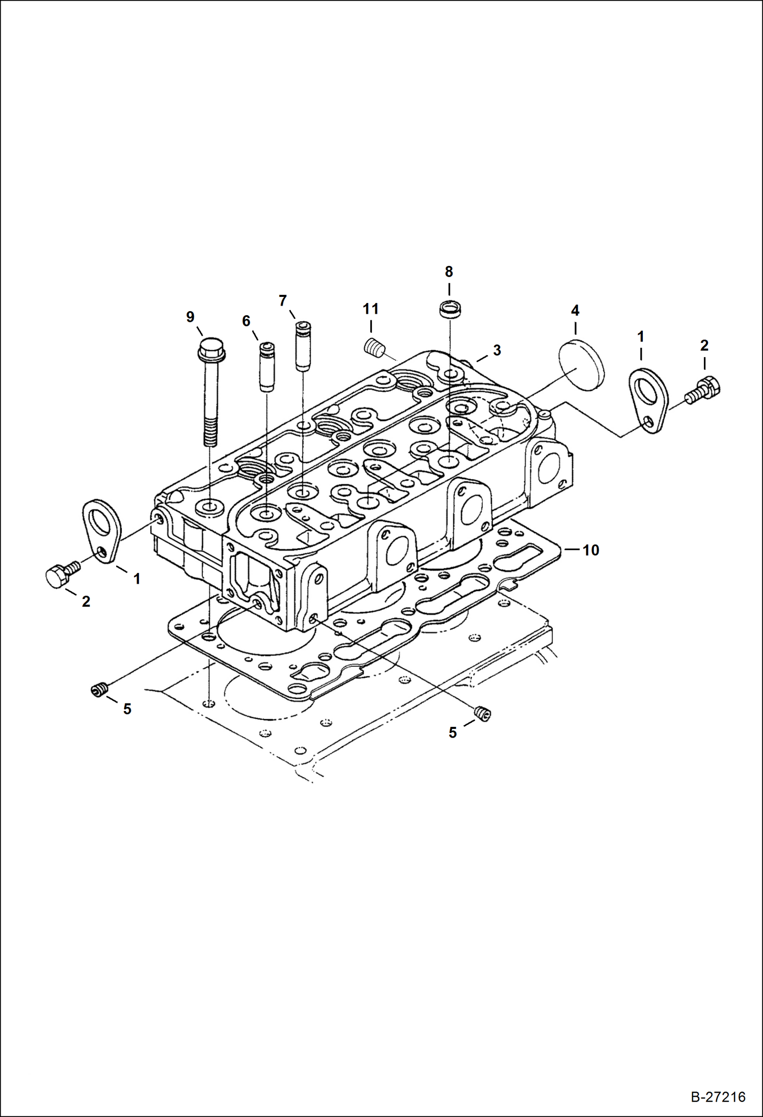 Схема запчастей Bobcat 400s - CYLINDER HEAD (Kubota - D1005-E3B-BC-3)(Tier IV Replacement) REPLACEMENT ENGINE