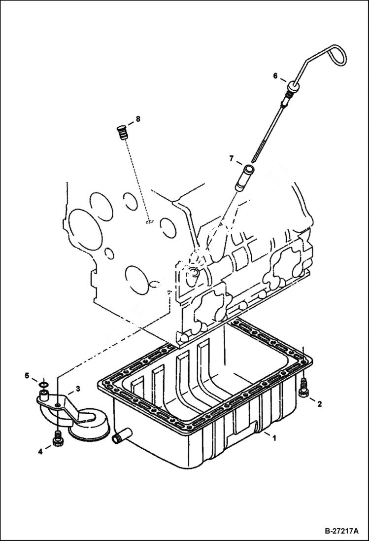 Схема запчастей Bobcat 400s - OIL PAN (Kubota - D1005-E3B-BC-3)(Tier IV Replacement) REPLACEMENT ENGINE