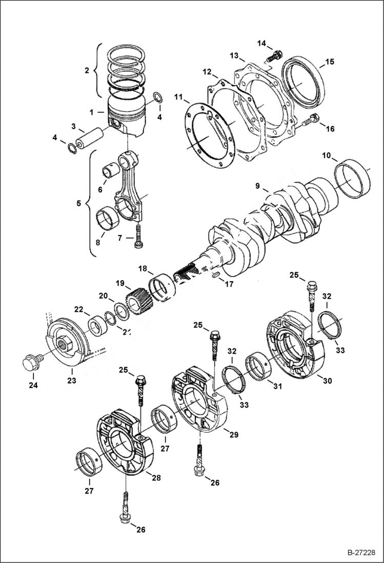 Схема запчастей Bobcat 323 - PISTON & CRANKSHAFT POWER UNIT