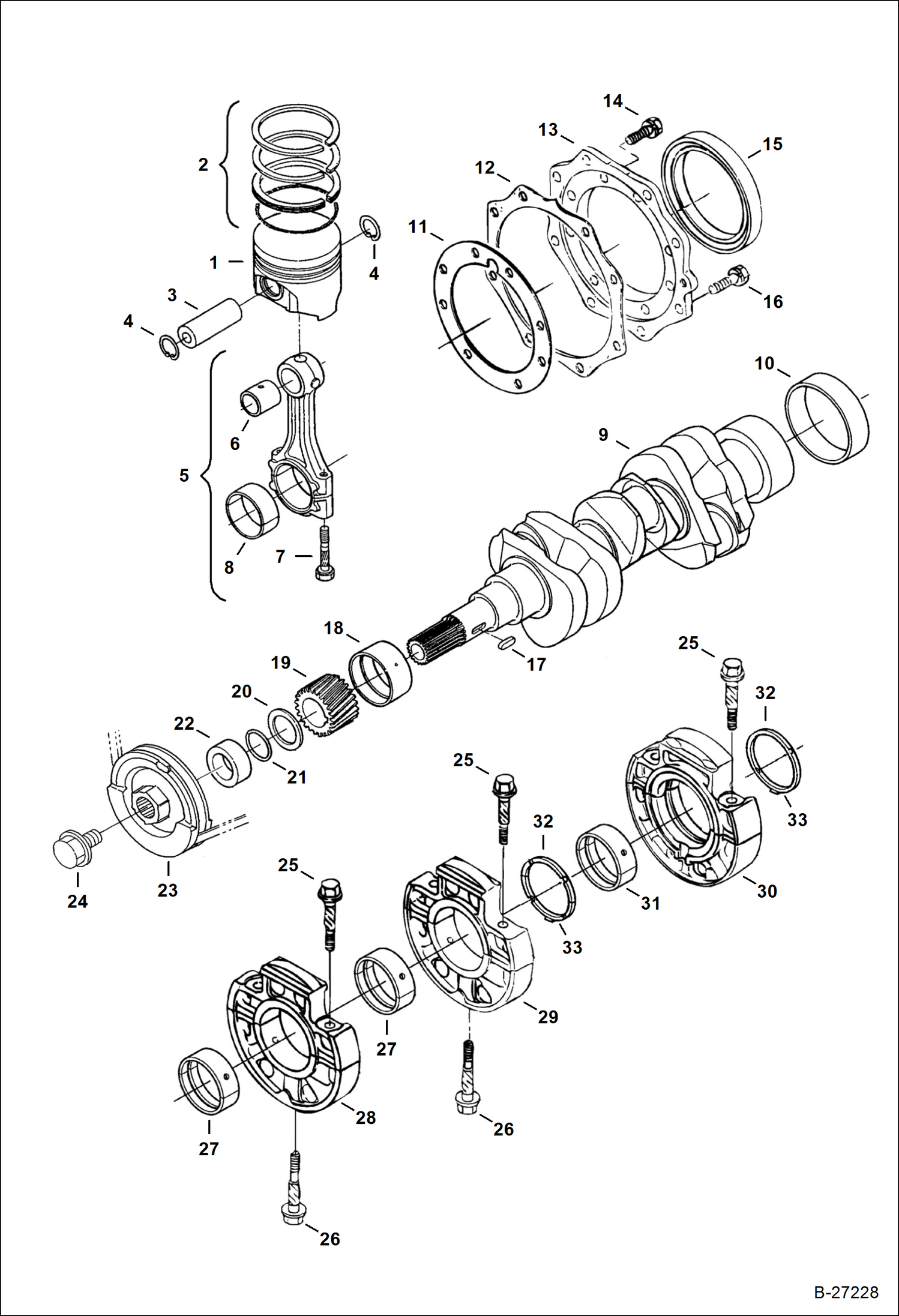 Схема запчастей Bobcat 320 - PISTON & CRANKSHAFT (Kubota - D722-E3B-BC-5) (Tier IV Replacement) REPLACEMENT ENGINE