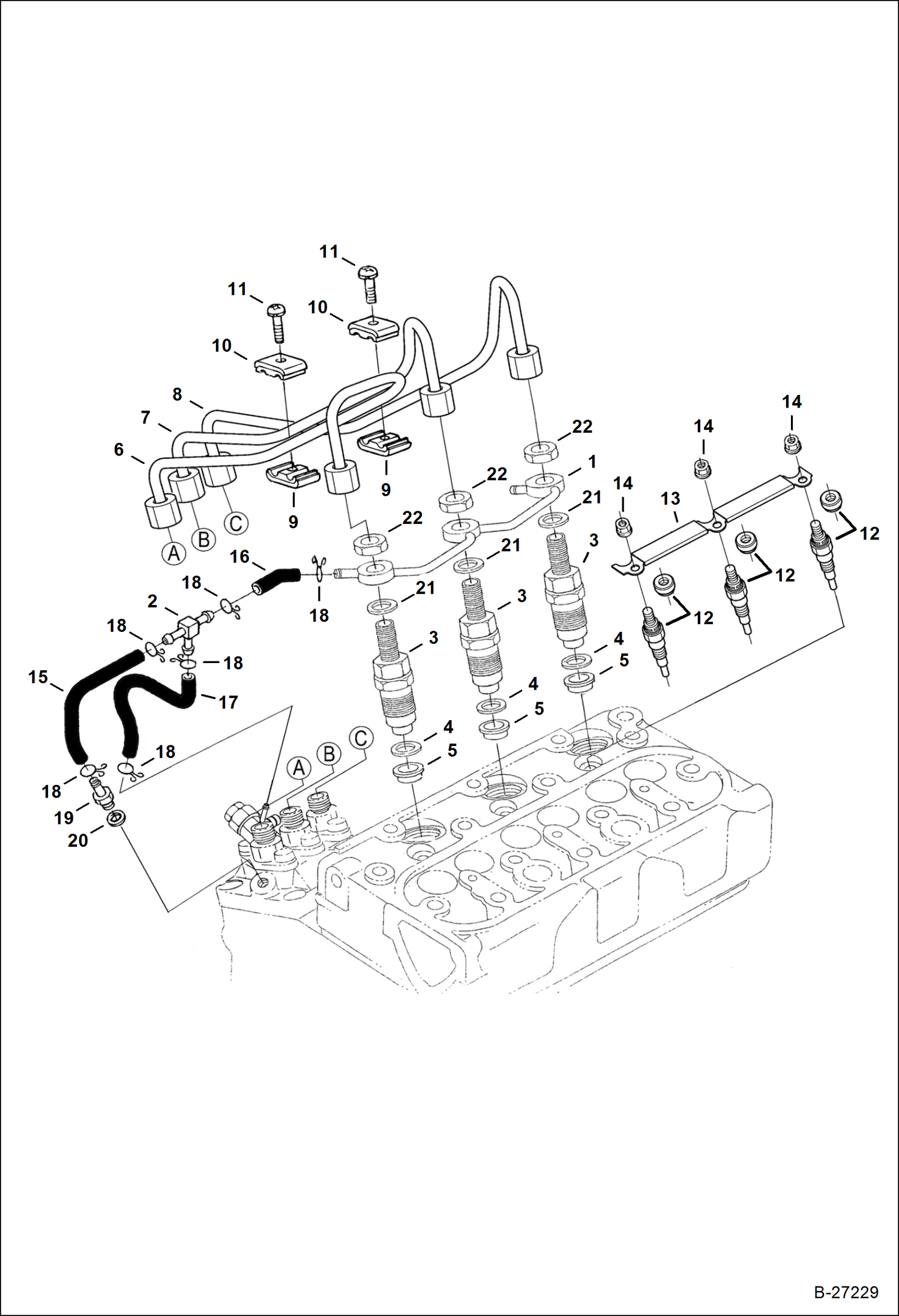 Схема запчастей Bobcat Mini Tracks Loaders - INJECTOR NOZZLES (Kubota D902-E3B-BC-1)(Tier IV Replacement) REPLACEMENT ENGINE