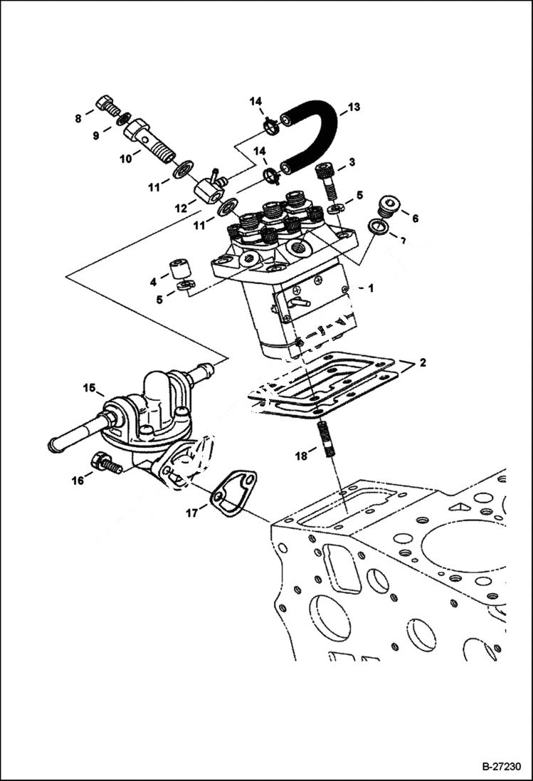 Схема запчастей Bobcat Mini Tracks Loaders - FUEL & INJECTION PUMP POWER UNIT