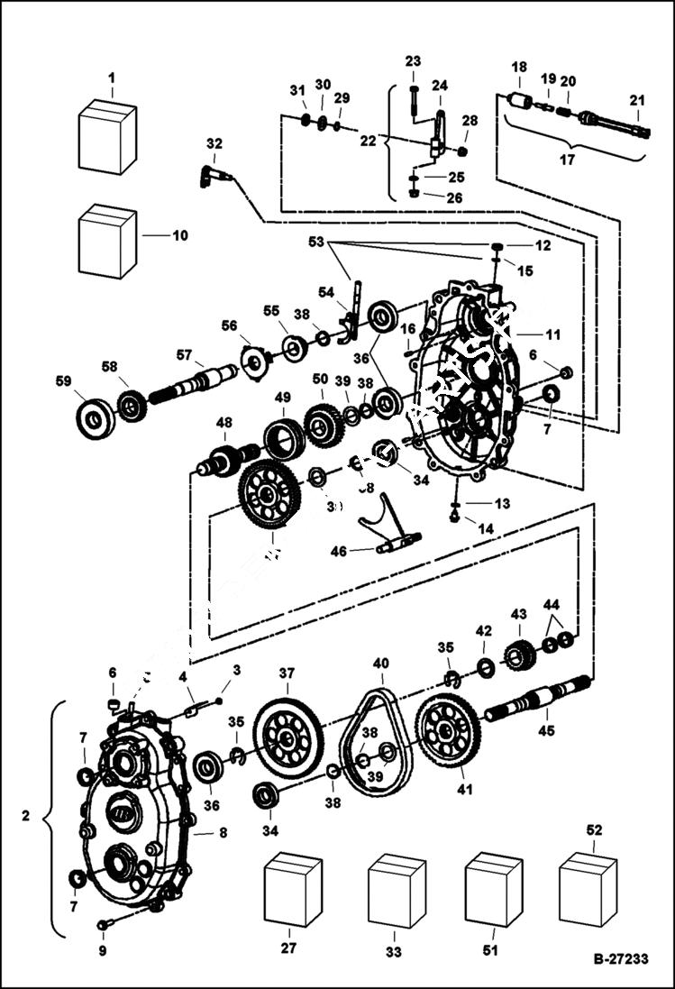 Схема запчастей Bobcat 2300 - TRANSMISSION (Updated Design) DRIVE TRAIN