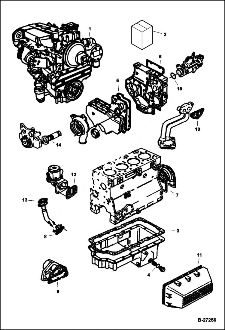 Схема запчастей Bobcat 900s - ENGINE & LOWER GASKET KIT POWER UNIT