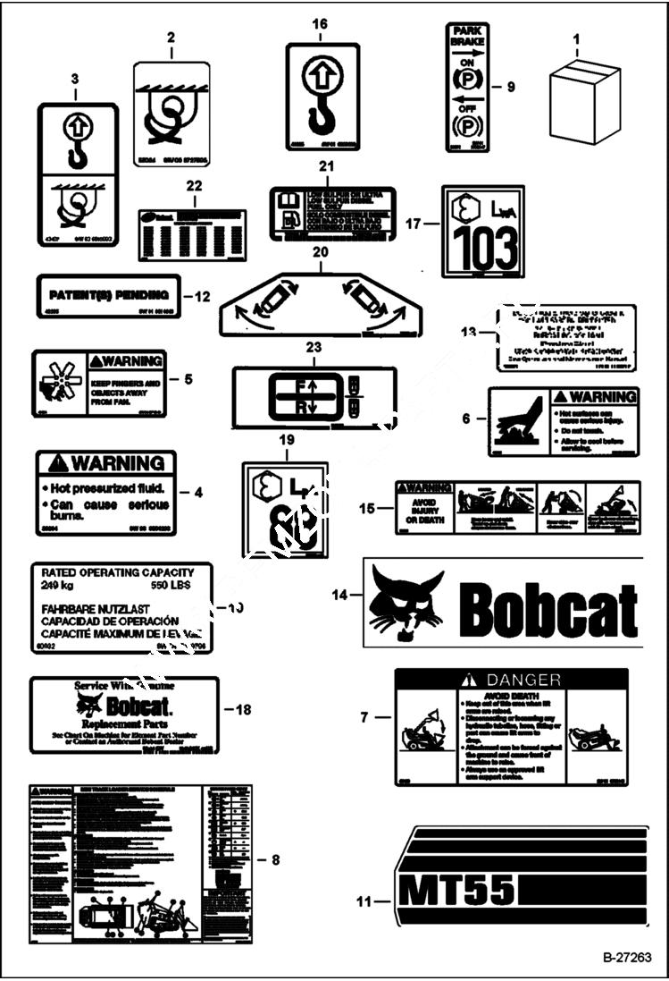 Схема запчастей Bobcat Mini Tracks Loaders - DECALS ACCESSORIES & OPTIONS