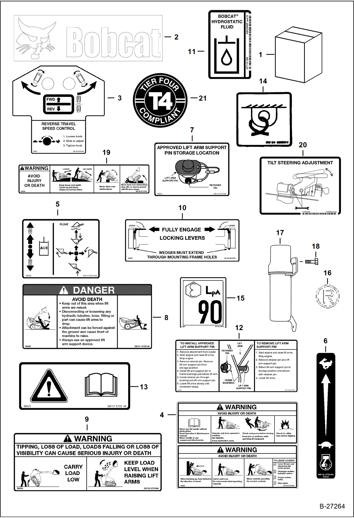 Схема запчастей Bobcat Mini Tracks Loaders - DECALS ACCESSORIES & OPTIONS