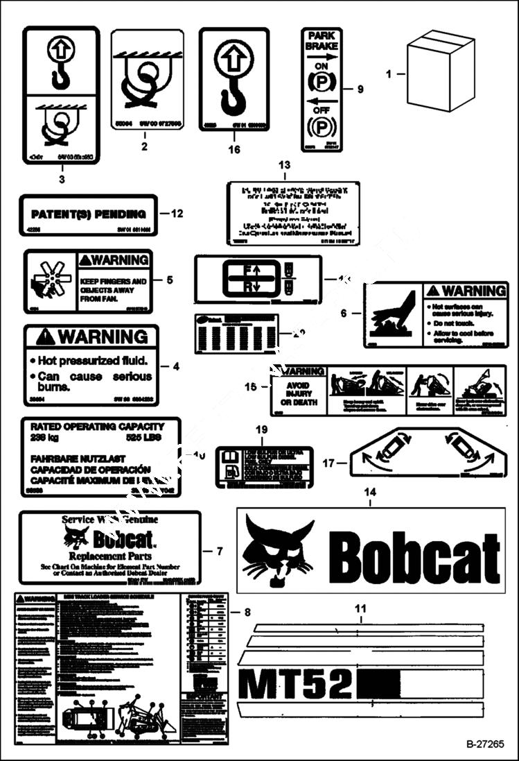 Схема запчастей Bobcat Mini Tracks Loaders - DECALS ACCESSORIES & OPTIONS