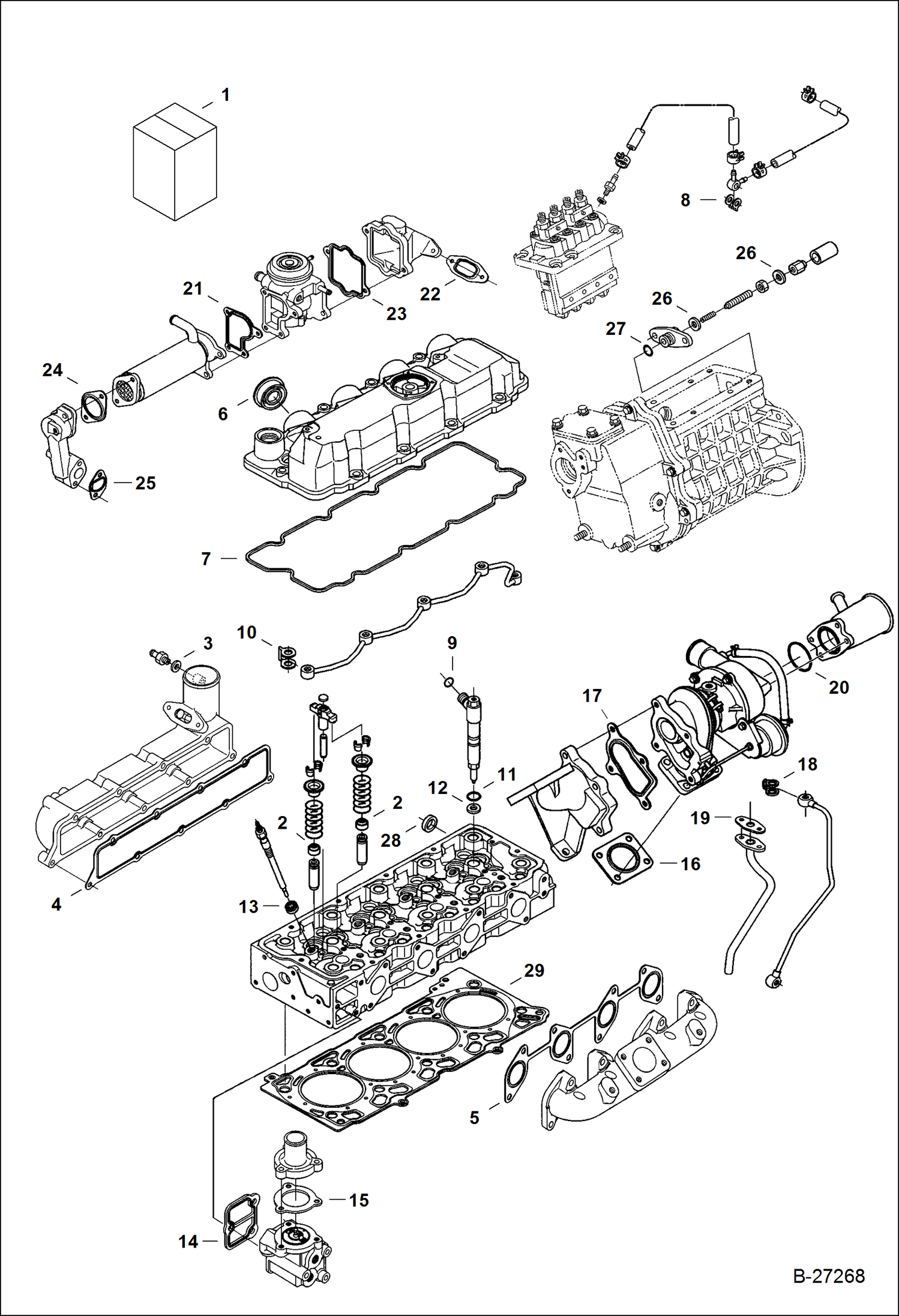 Схема запчастей Bobcat S-Series - UPPER GASKET KIT POWER UNIT