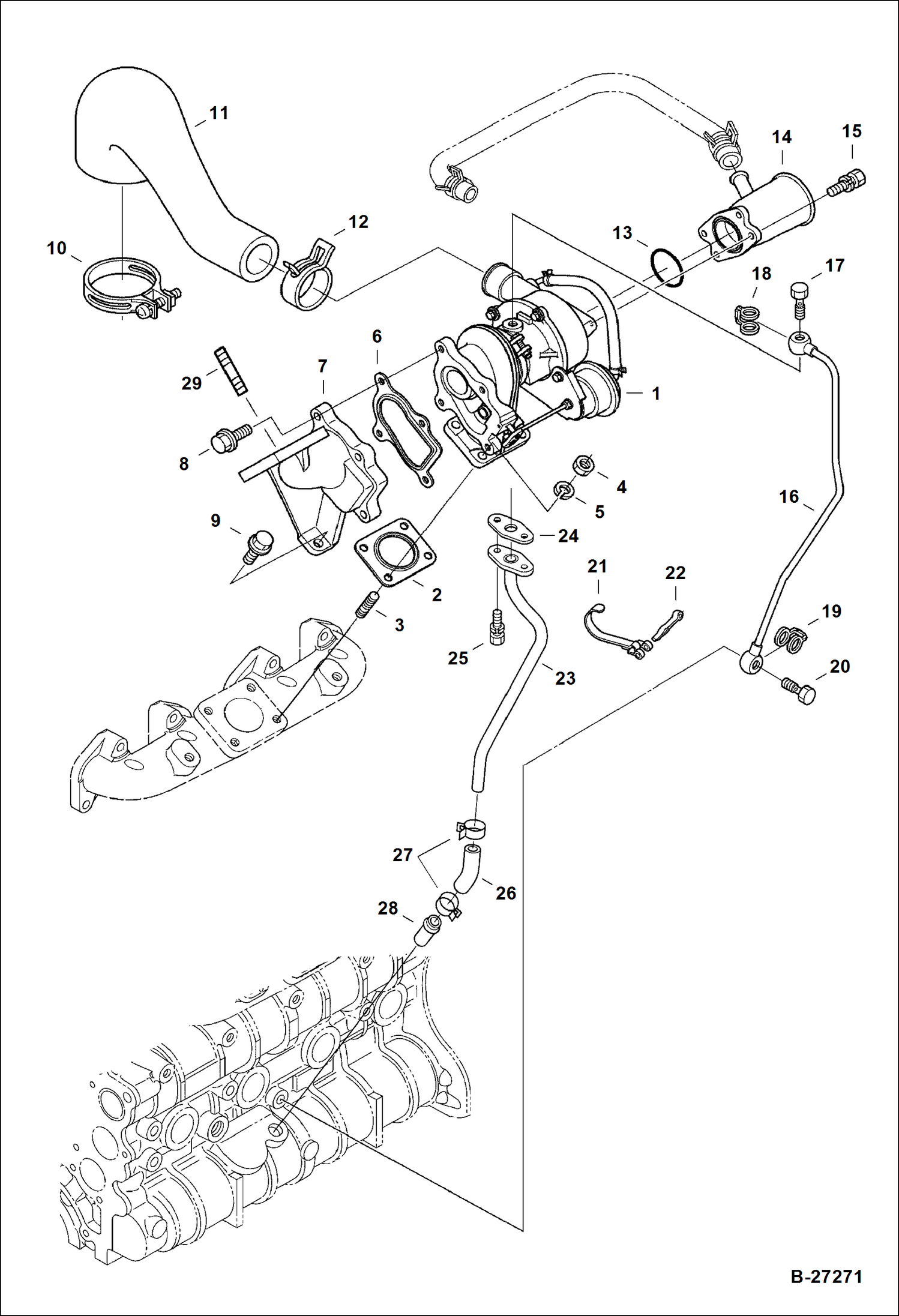 Схема запчастей Bobcat S-Series - TURBOCHARGER POWER UNIT