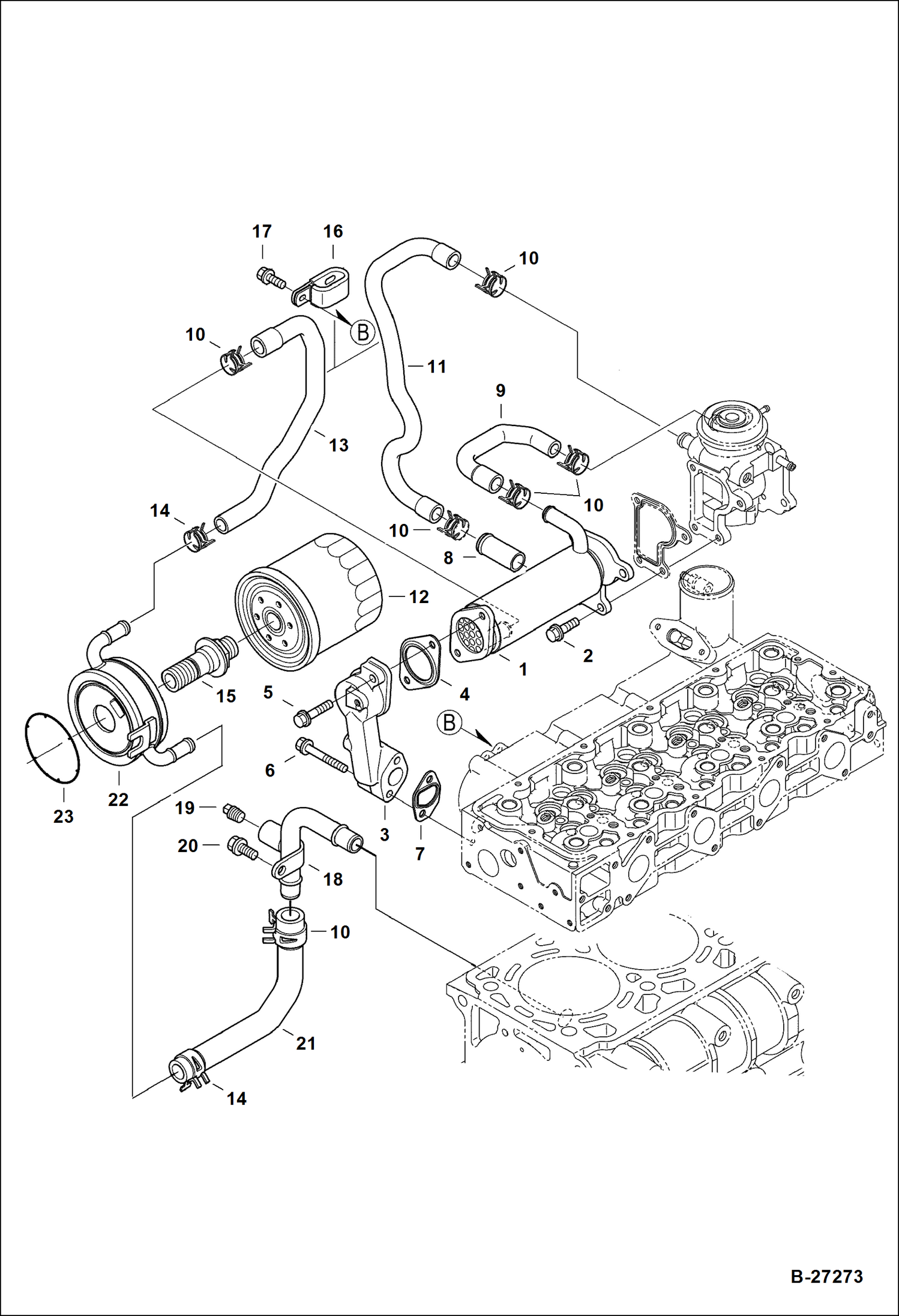 Схема запчастей Bobcat 5600 - EGR COOLER POWER UNIT