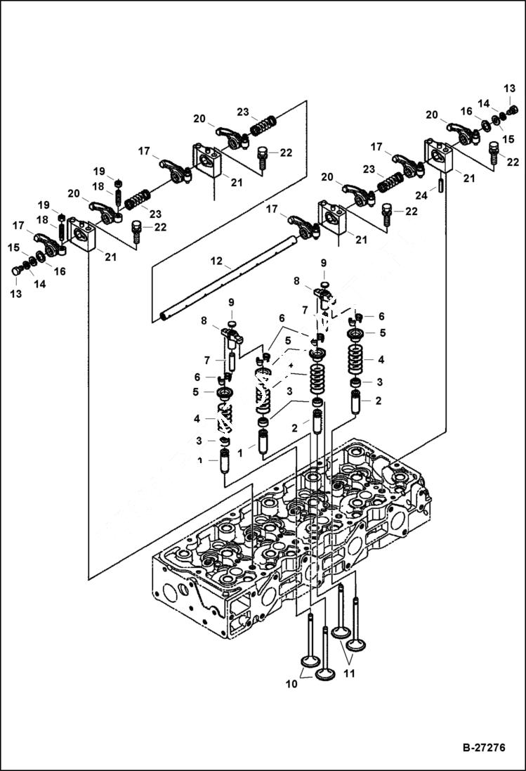Схема запчастей Bobcat S-Series - VALVE & ROCKER ARM POWER UNIT