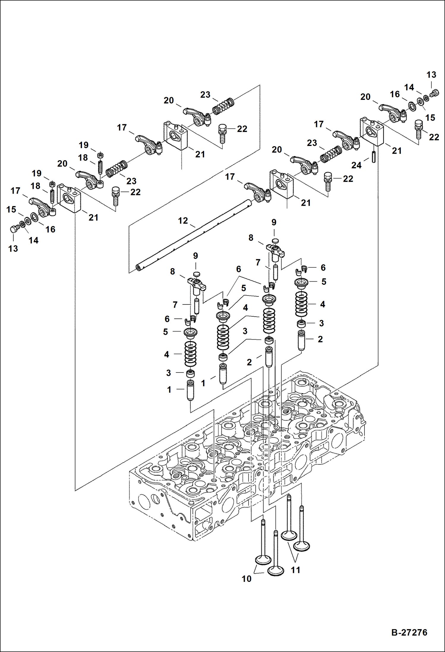 Схема запчастей Bobcat 5600 - VALVE & ROCKER ARM POWER UNIT