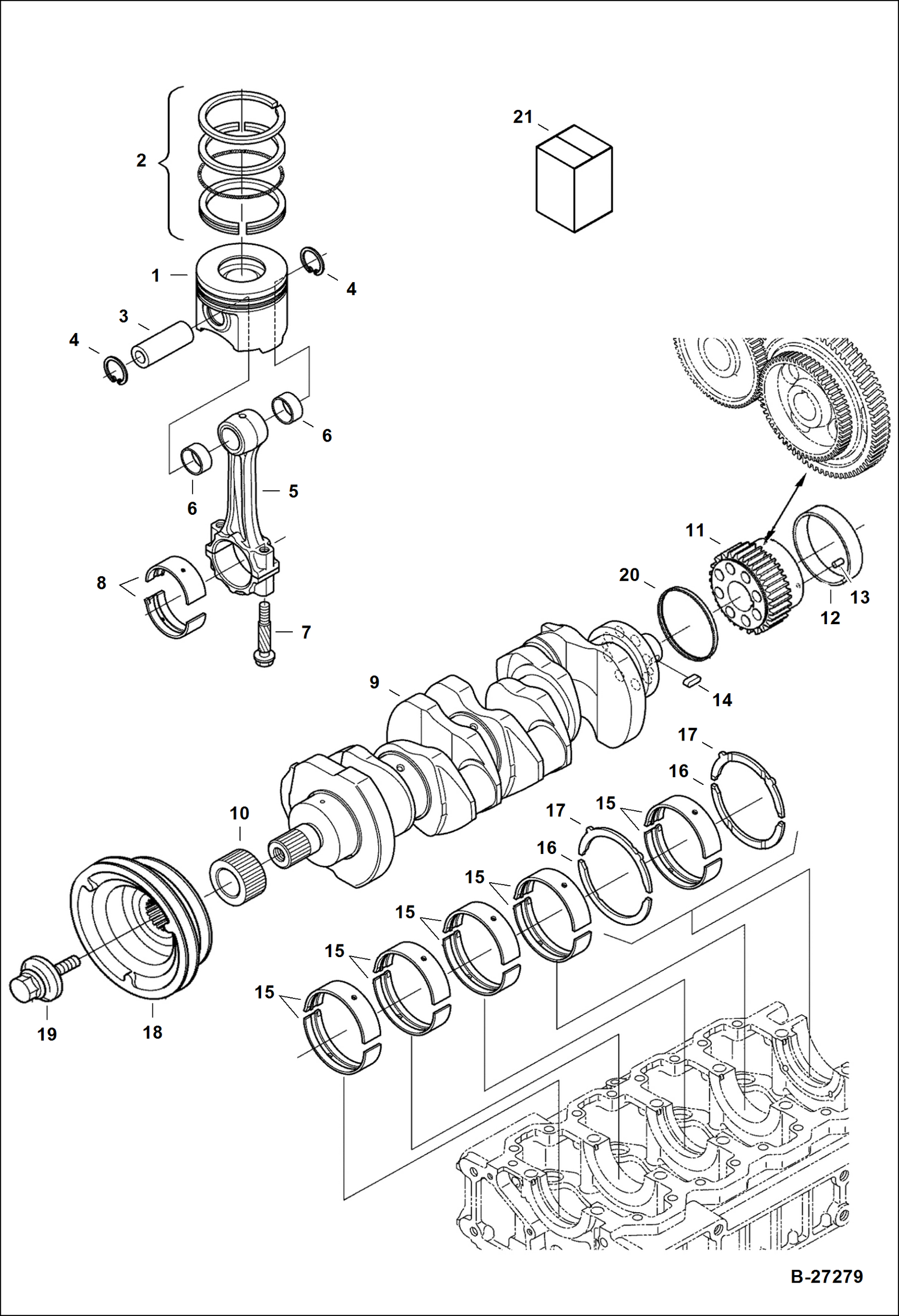 Схема запчастей Bobcat 5600 - PISTON & CRANKSHAFT POWER UNIT