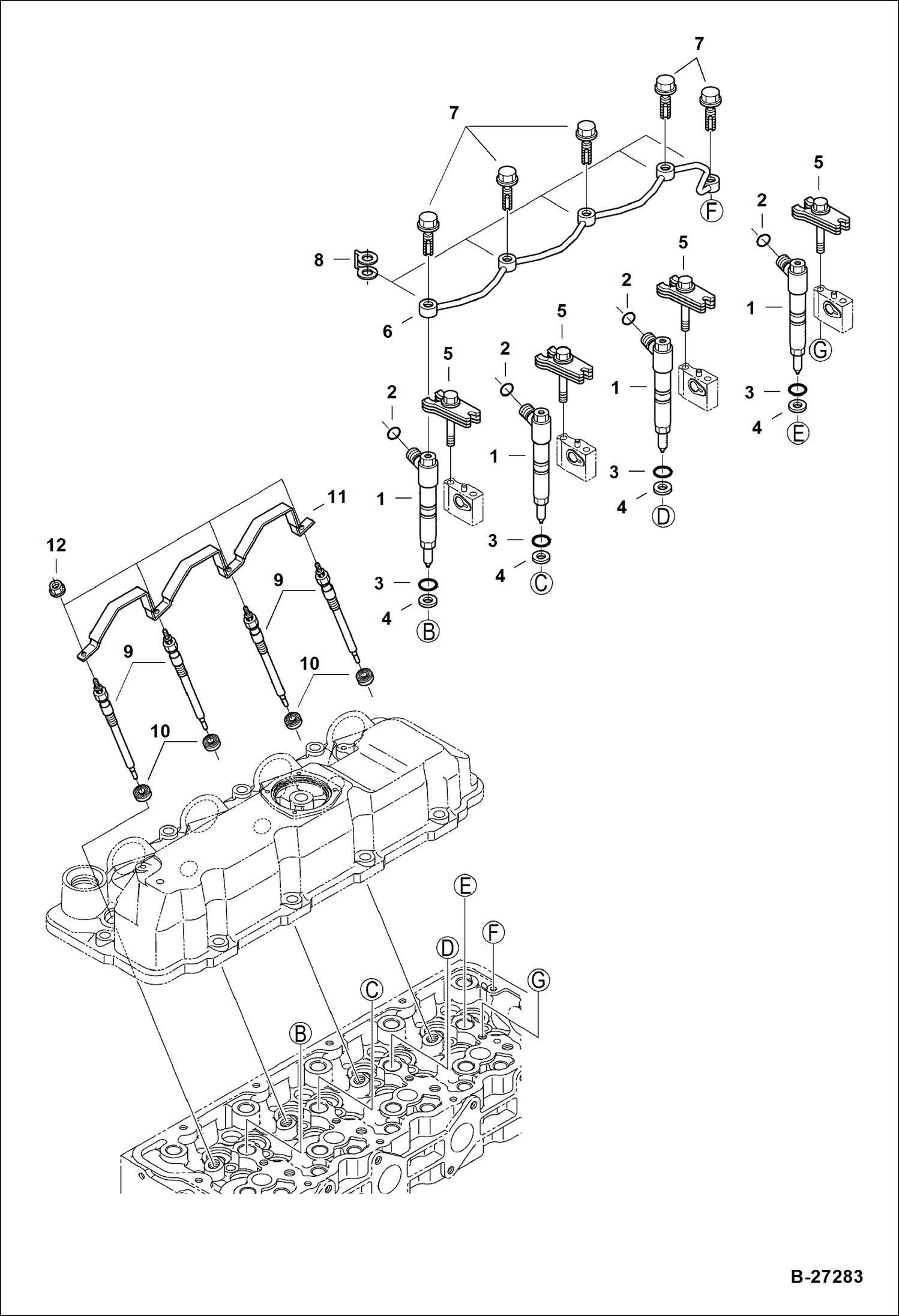 Схема запчастей Bobcat 5600 - INJECTION NOZZLES POWER UNIT