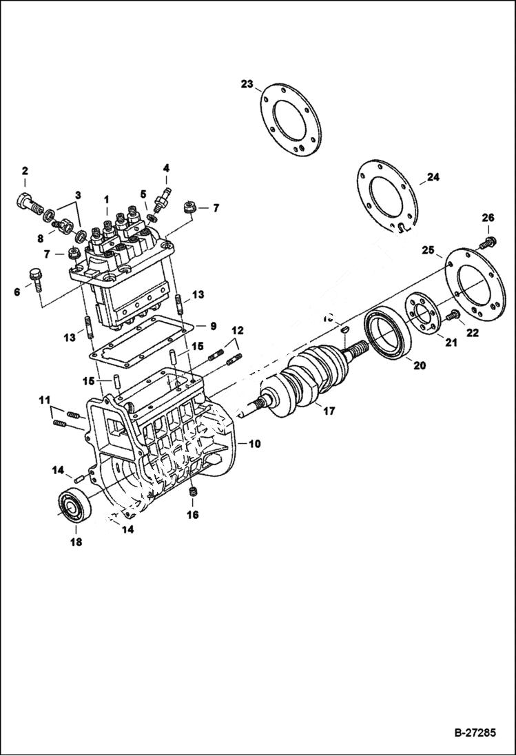 Схема запчастей Bobcat S-Series - INJECTION PUMP (Fuel Camshaft) POWER UNIT