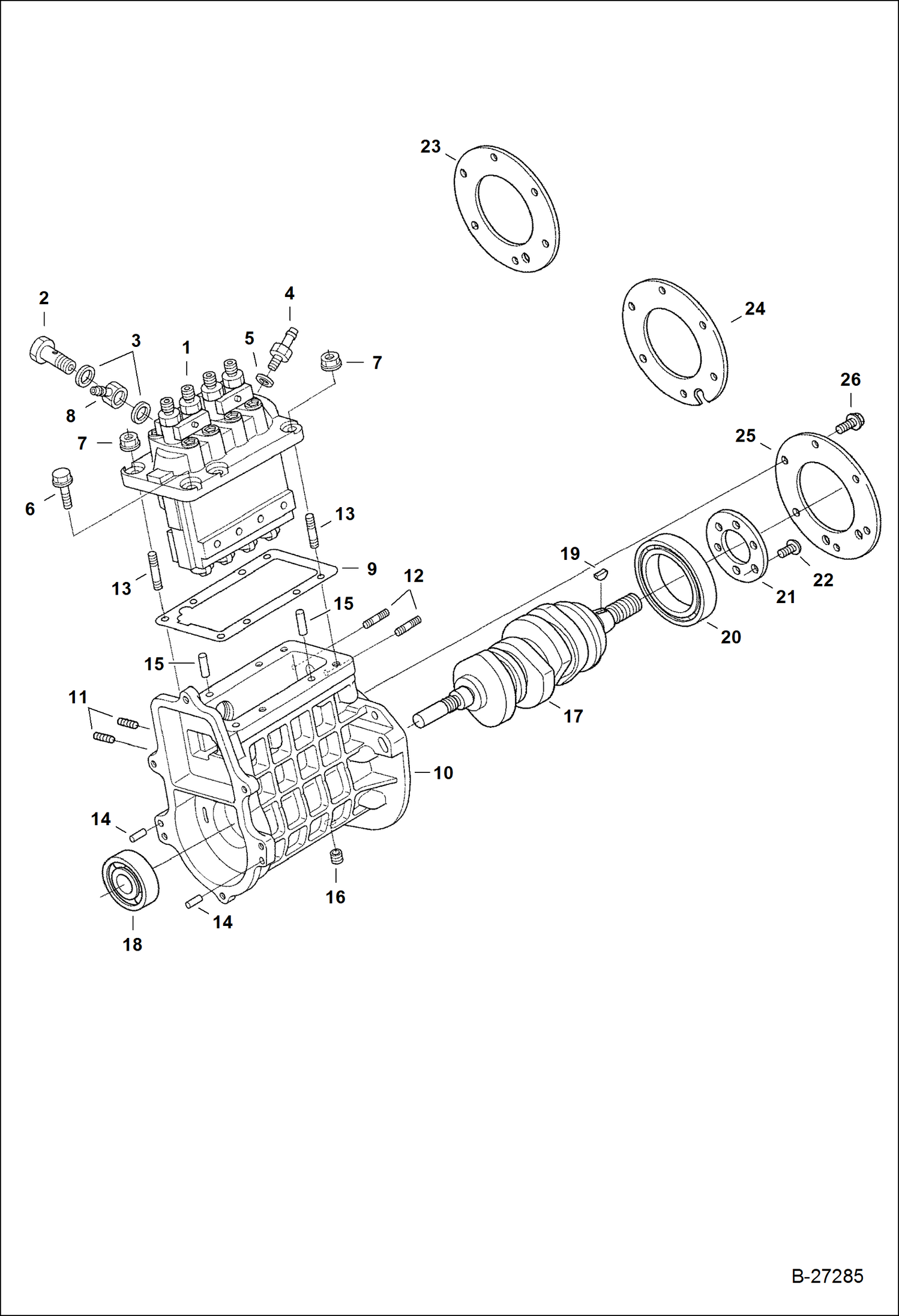 Схема запчастей Bobcat S-Series - INJECTION PUMP (Fuel Camshaft) POWER UNIT