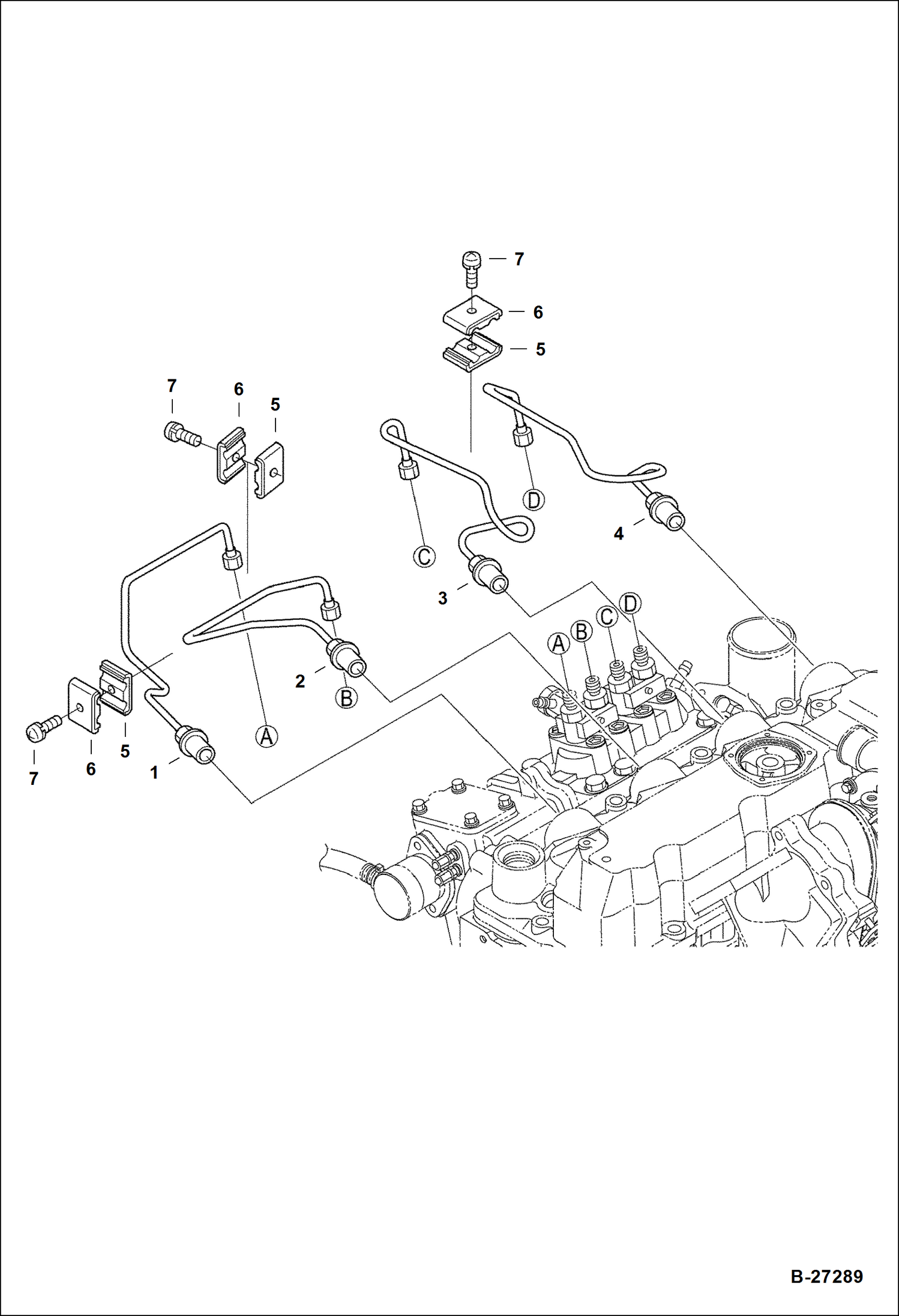 Схема запчастей Bobcat 5600 - INJECTION PIPES POWER UNIT