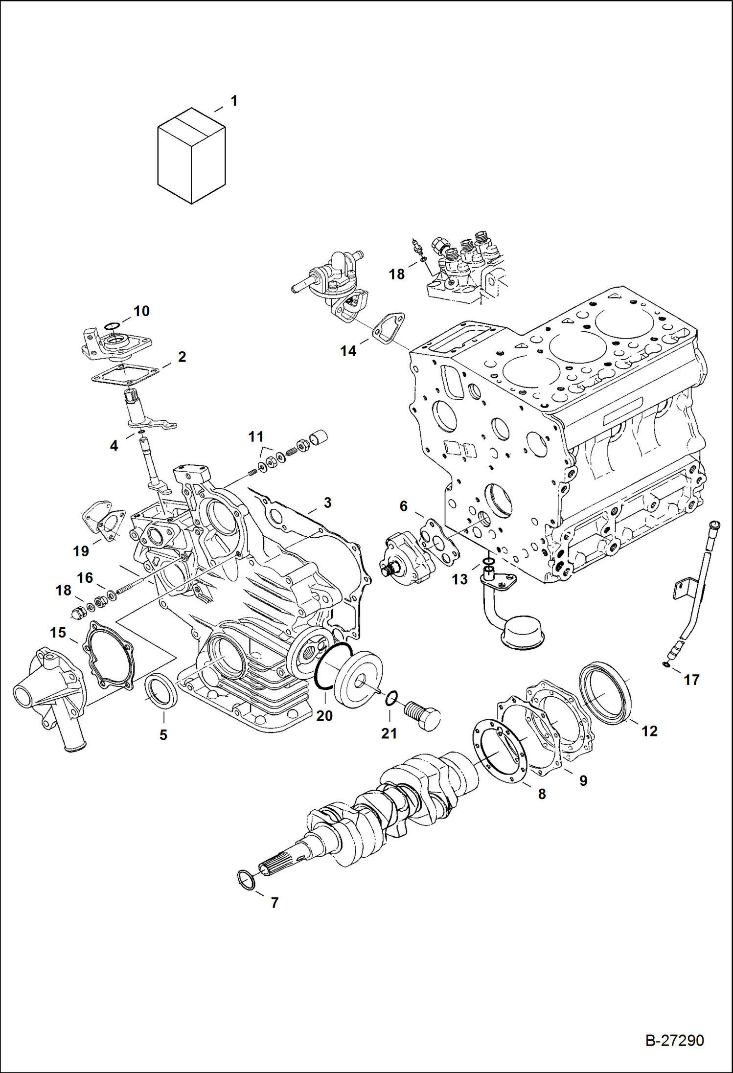 Схема запчастей Bobcat 320 - LOWER GASKET KIT (Kubota - D722-E3B-BC-5) (Tier IV Replacement) REPLACEMENT ENGINE