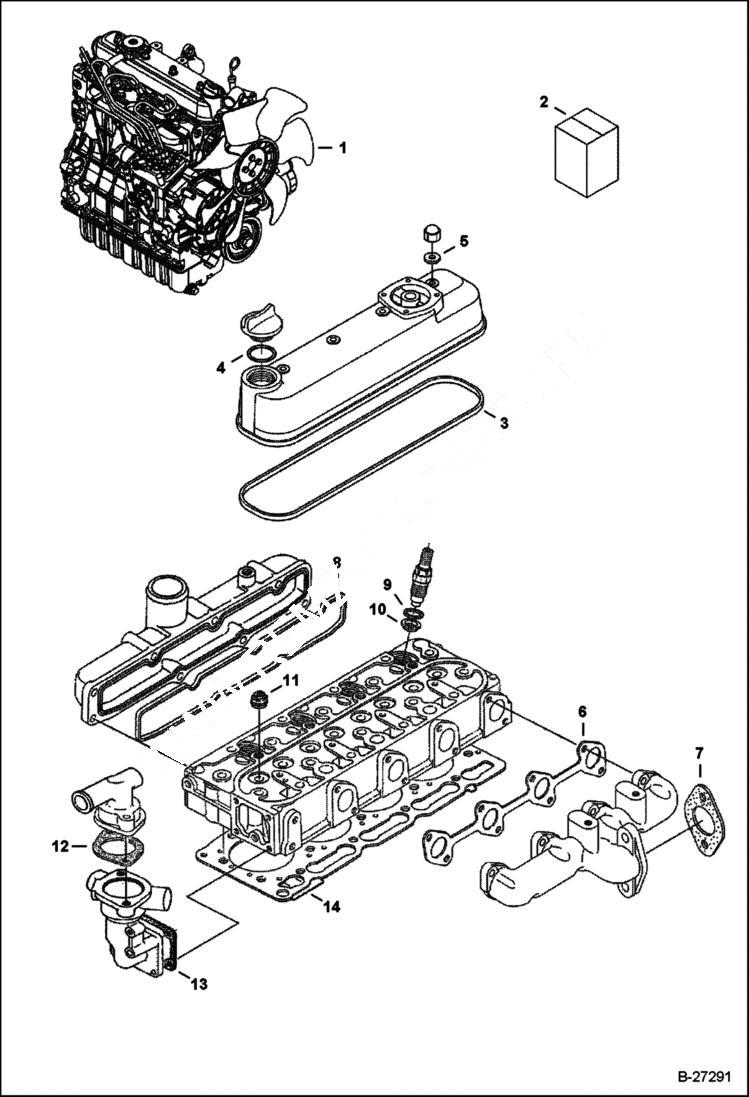 Схема запчастей Bobcat 428 - ENGINE & UPPER GASKET KIT POWER UNIT