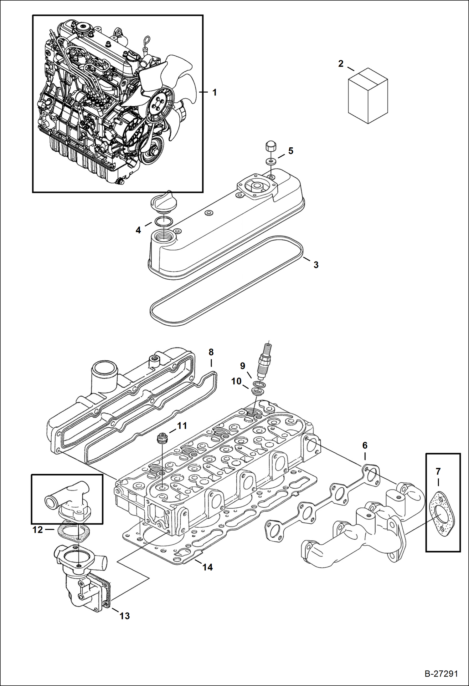 Схема запчастей Bobcat 425 - ENGINE & UPPER GASKET KIT POWER UNIT