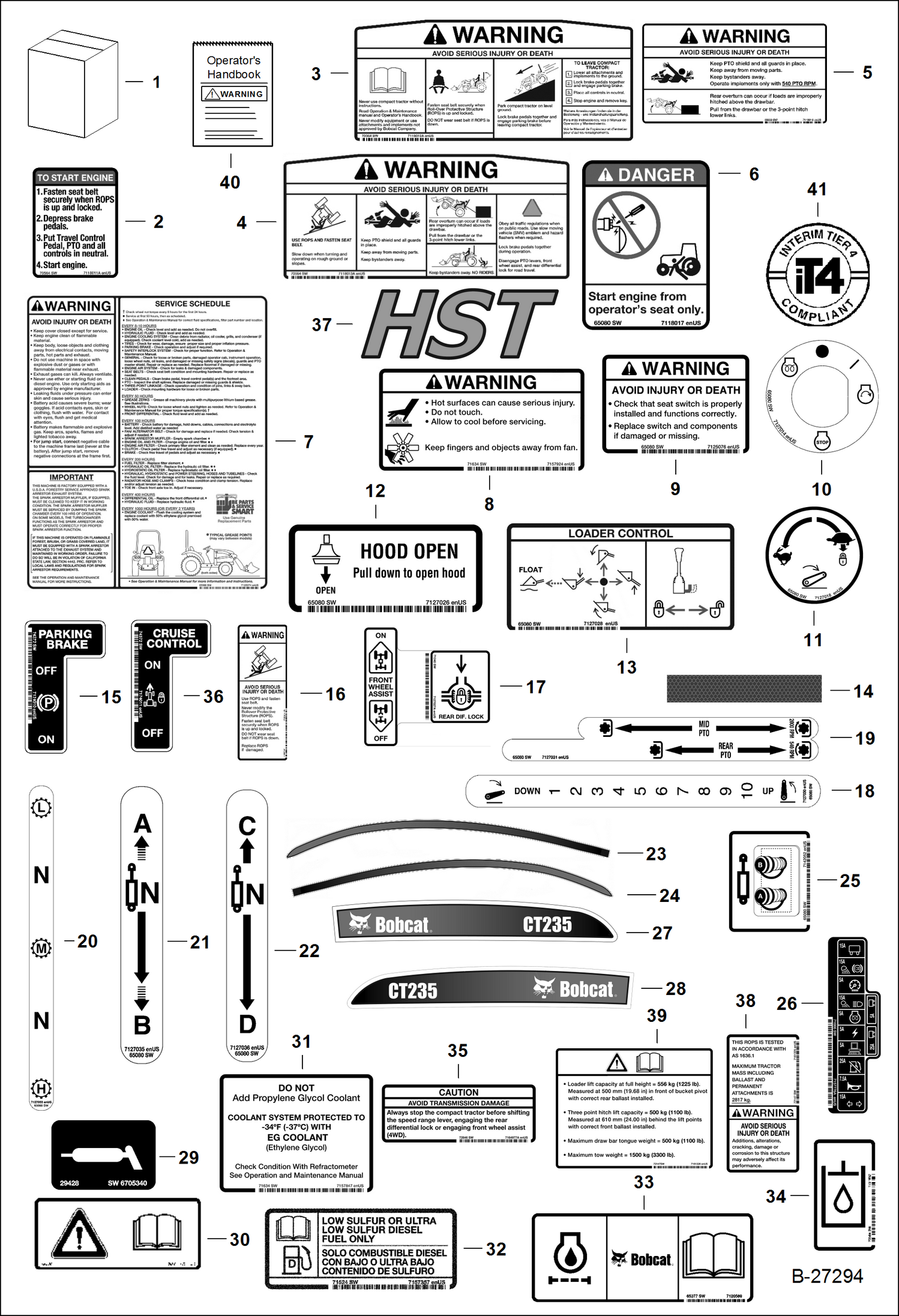 Схема запчастей Bobcat CT235 - DECALS ACCESSORIES & OPTIONS