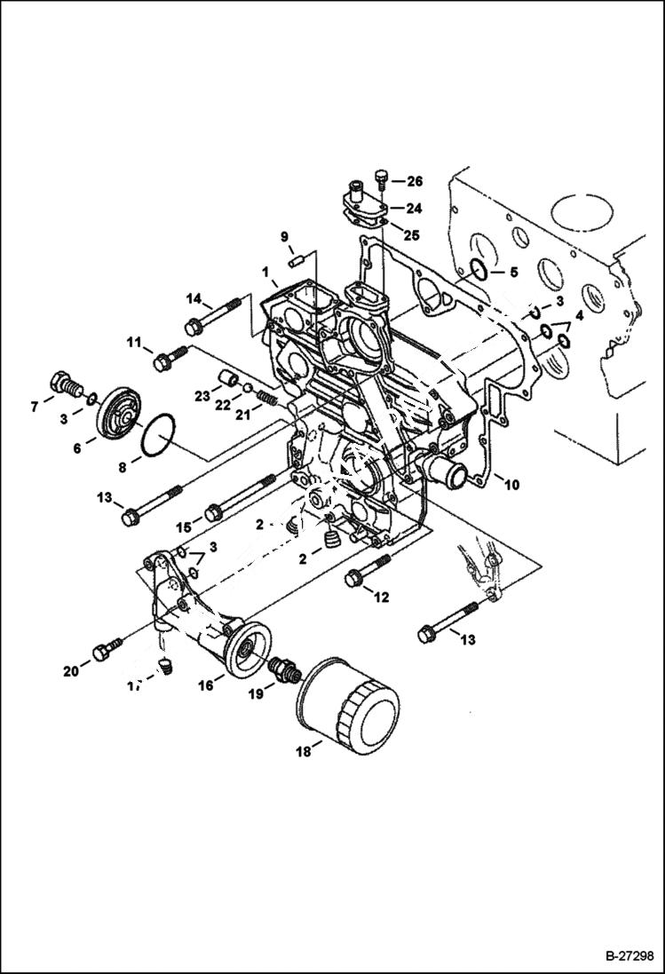 Схема запчастей Bobcat 430 - GEARCASE (S/N E/ 9FZ999 & Below) POWER UNIT