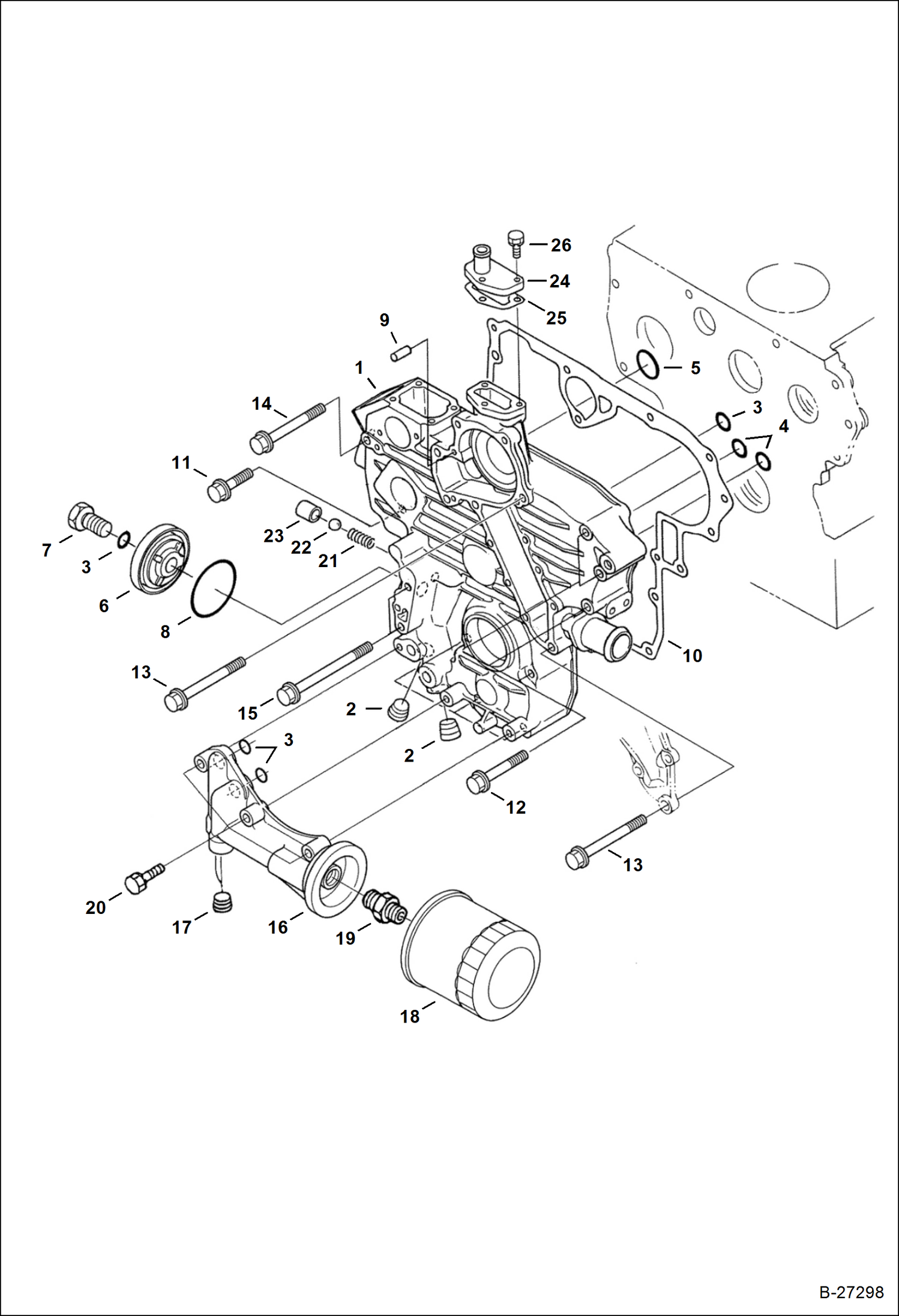 Схема запчастей Bobcat 430 - GEARCASE (S/N E/ 9FZ999 & Below) POWER UNIT