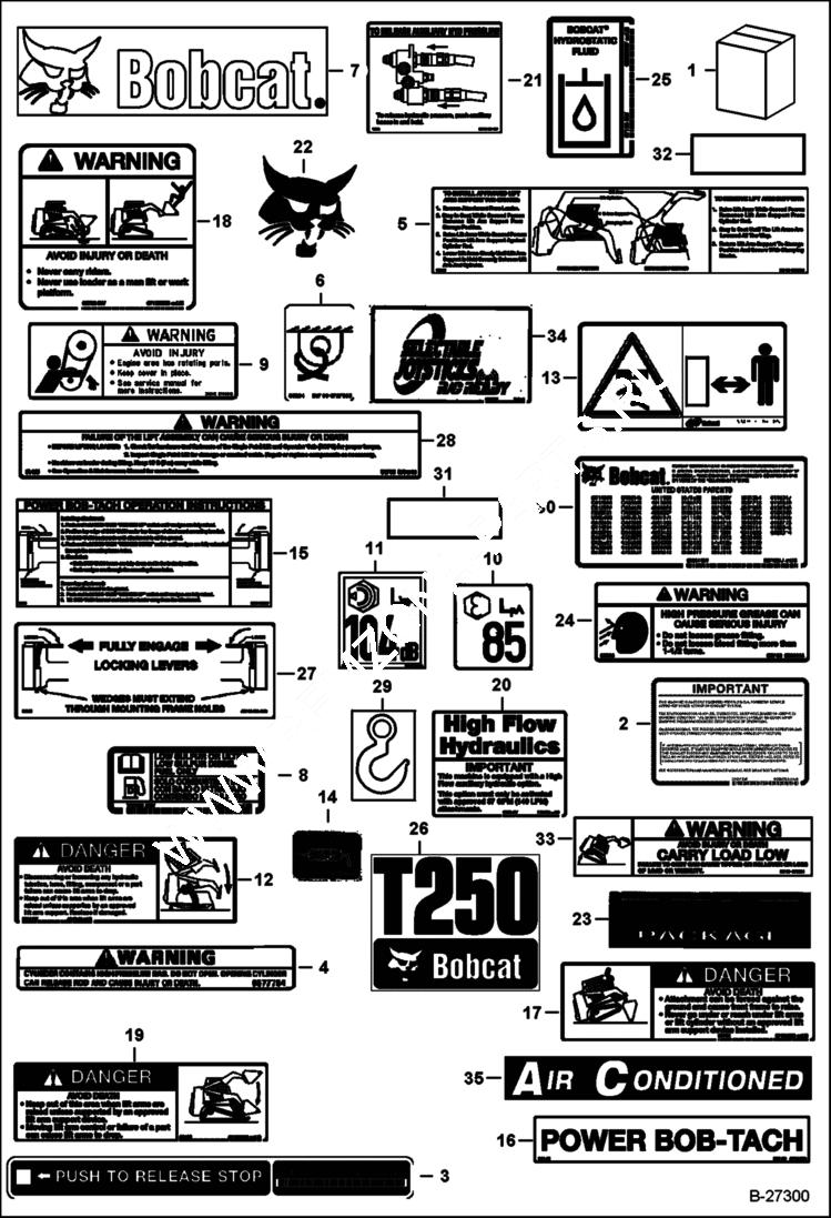 Схема запчастей Bobcat T-Series - DECALS (Outside) ACCESSORIES & OPTIONS