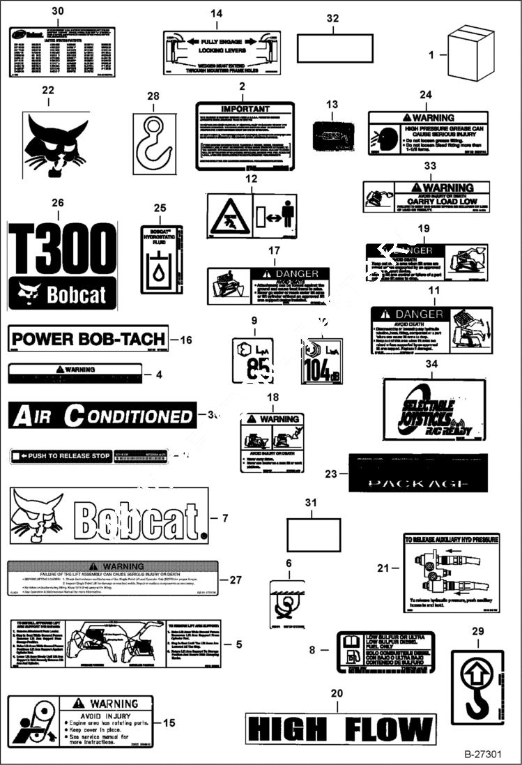 Схема запчастей Bobcat T-Series - DECALS (Outside) ACCESSORIES & OPTIONS