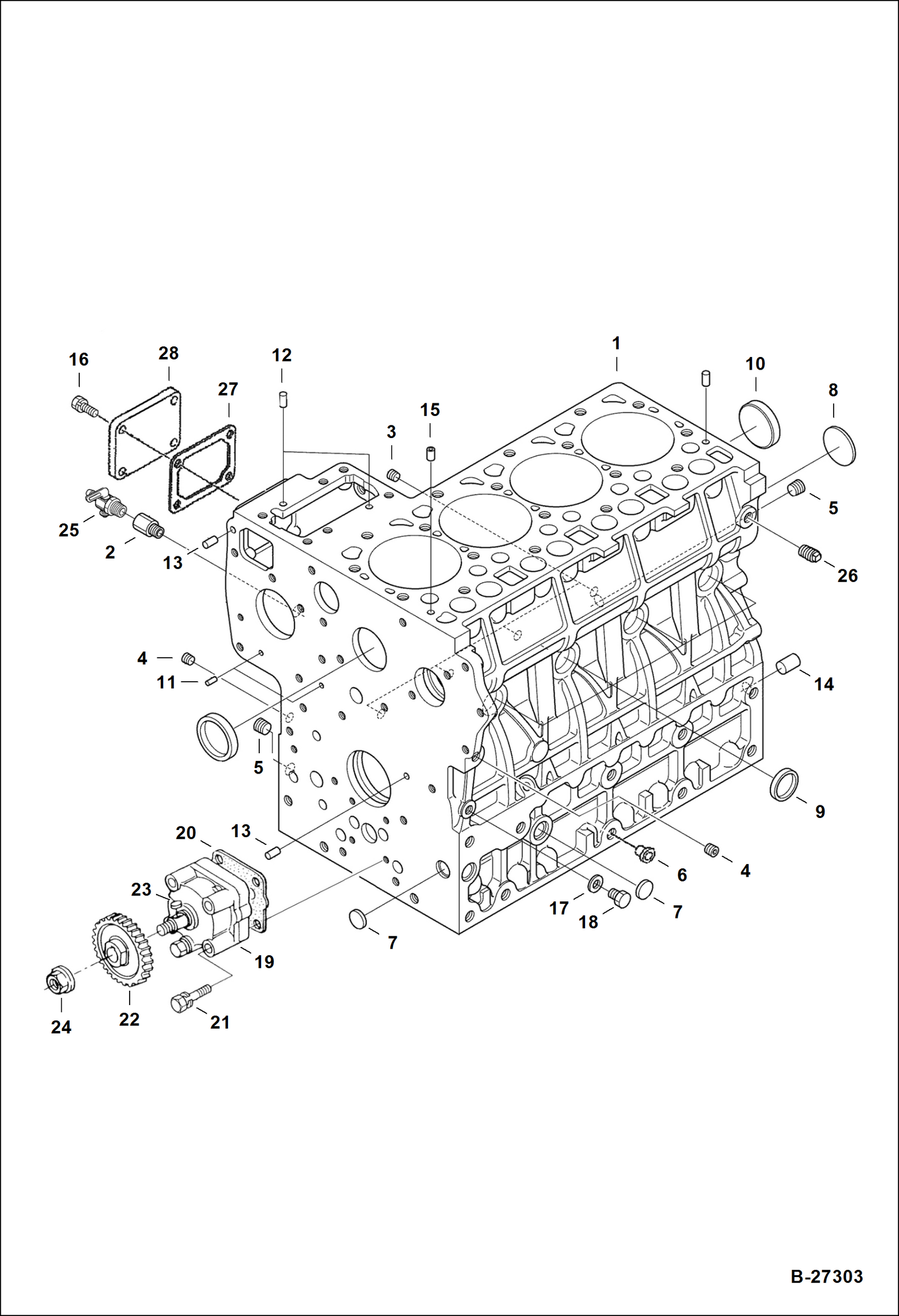 Схема запчастей Bobcat 5600 - CRANKCASE (Kubota - V2203MDI - Tier II) POWER UNIT