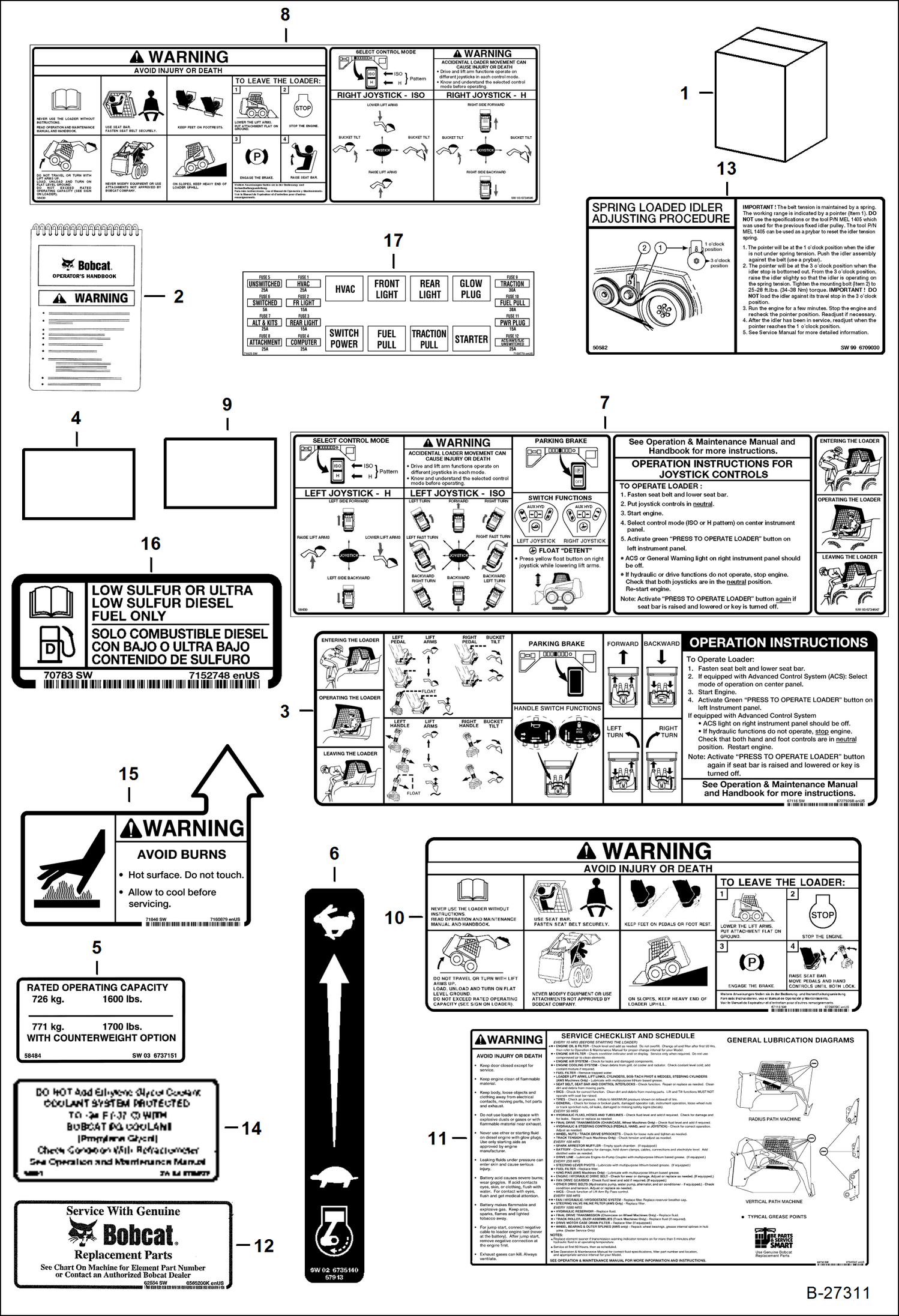 Схема запчастей Bobcat S-Series - DECALS (Inside) ACCESSORIES & OPTIONS