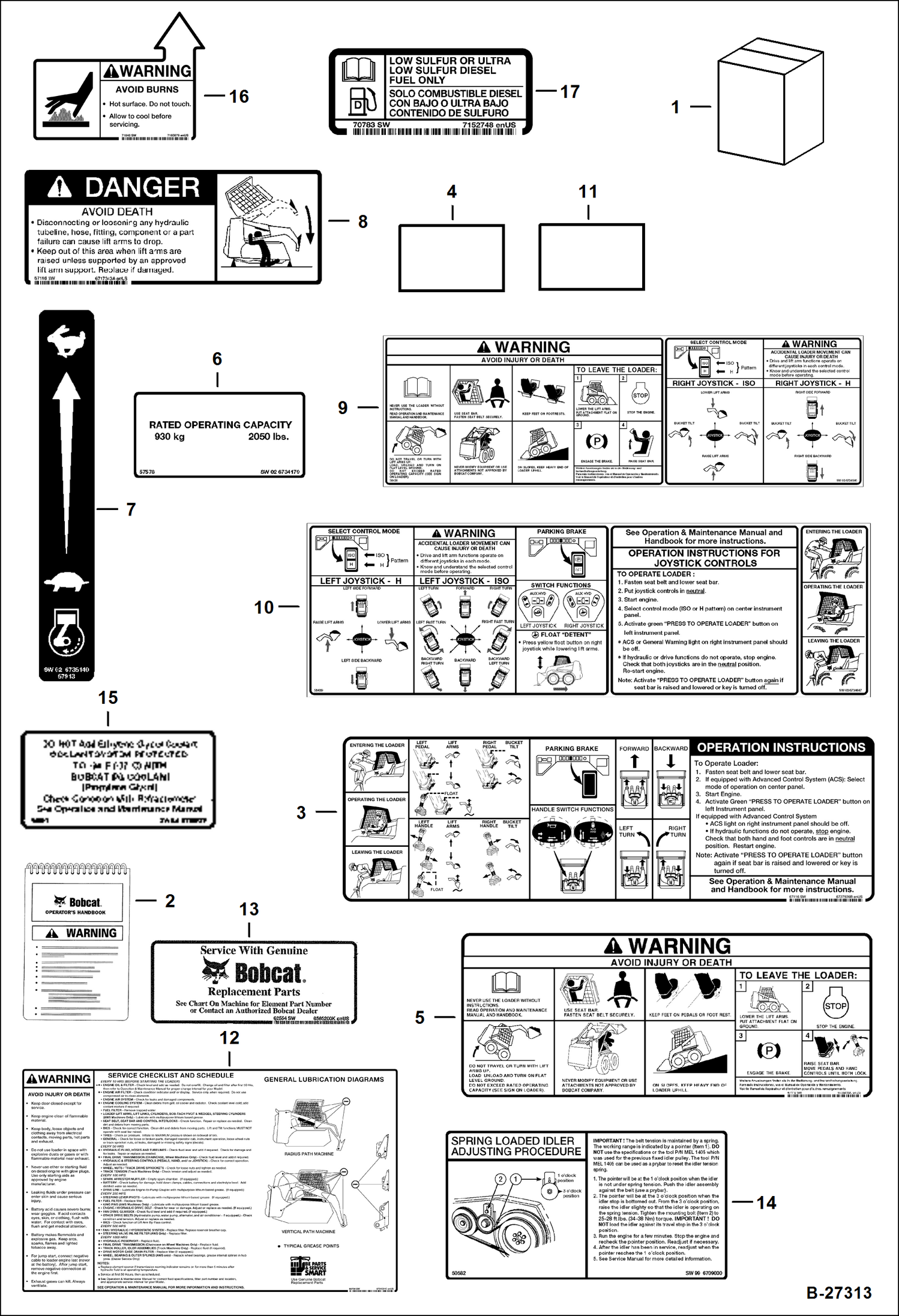 Схема запчастей Bobcat S-Series - DECALS (Inside) ACCESSORIES & OPTIONS