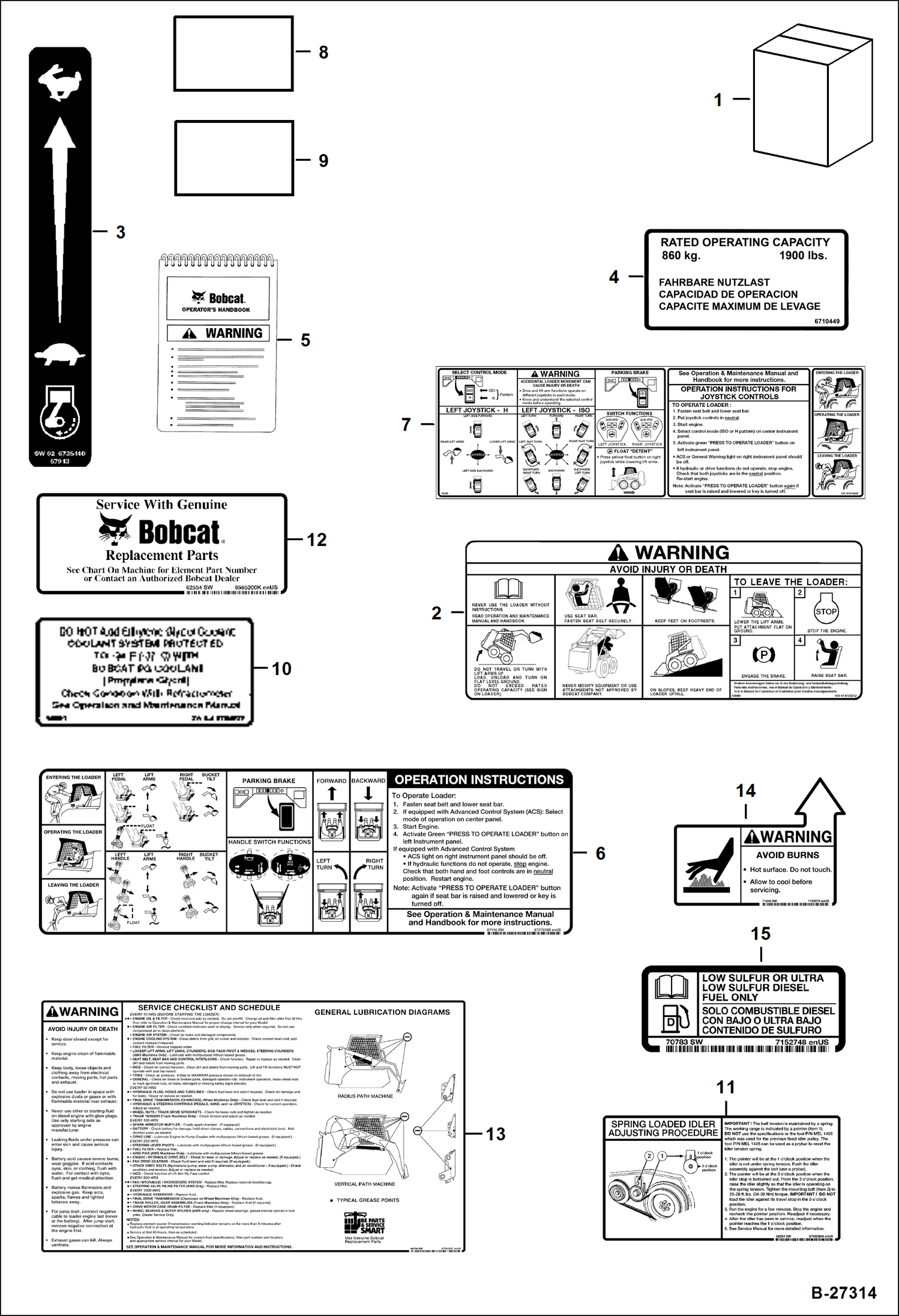 Схема запчастей Bobcat T-Series - DECALS (Inside) ACCESSORIES & OPTIONS