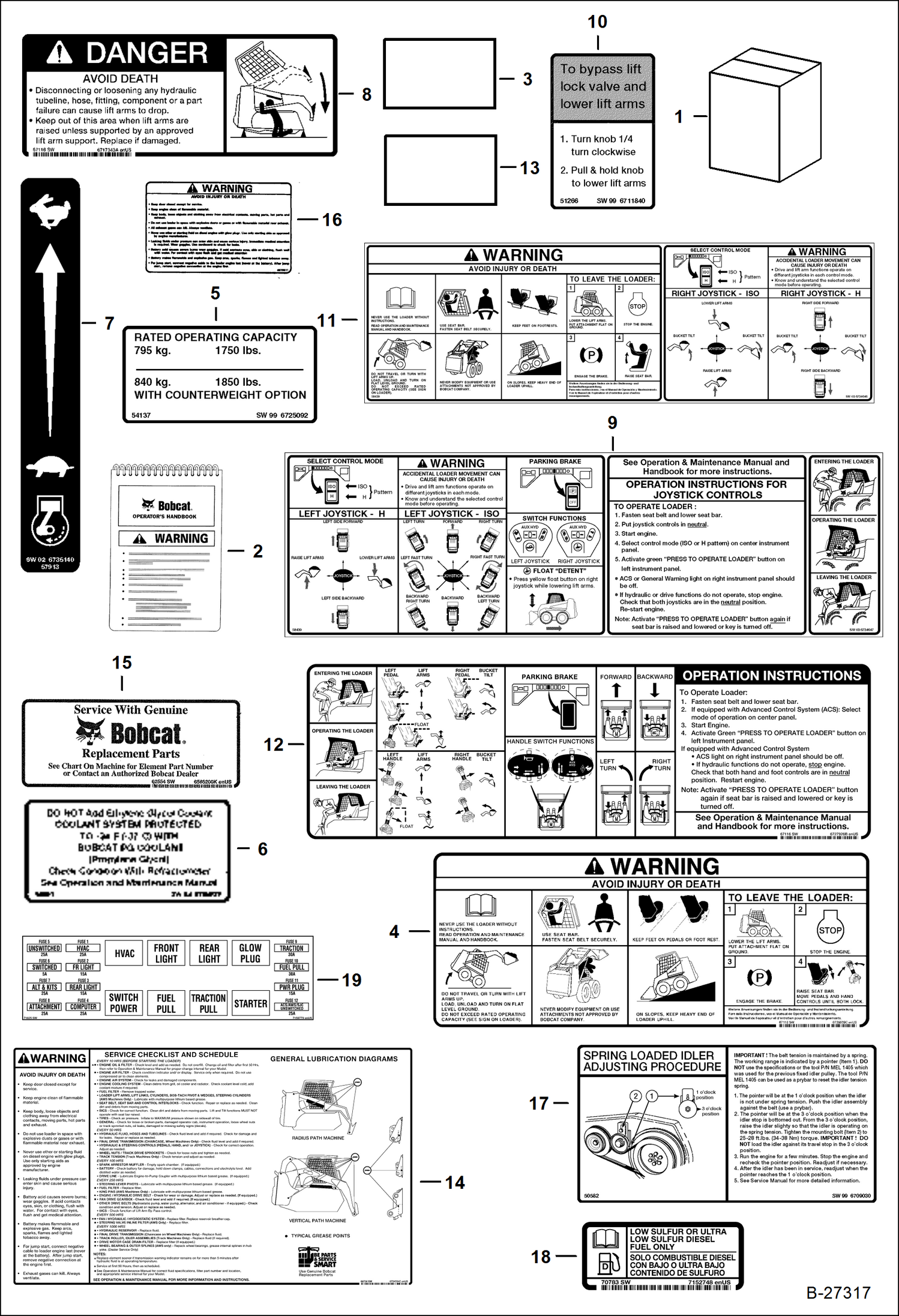 Схема запчастей Bobcat S-Series - DECALS (Inside) ACCESSORIES & OPTIONS